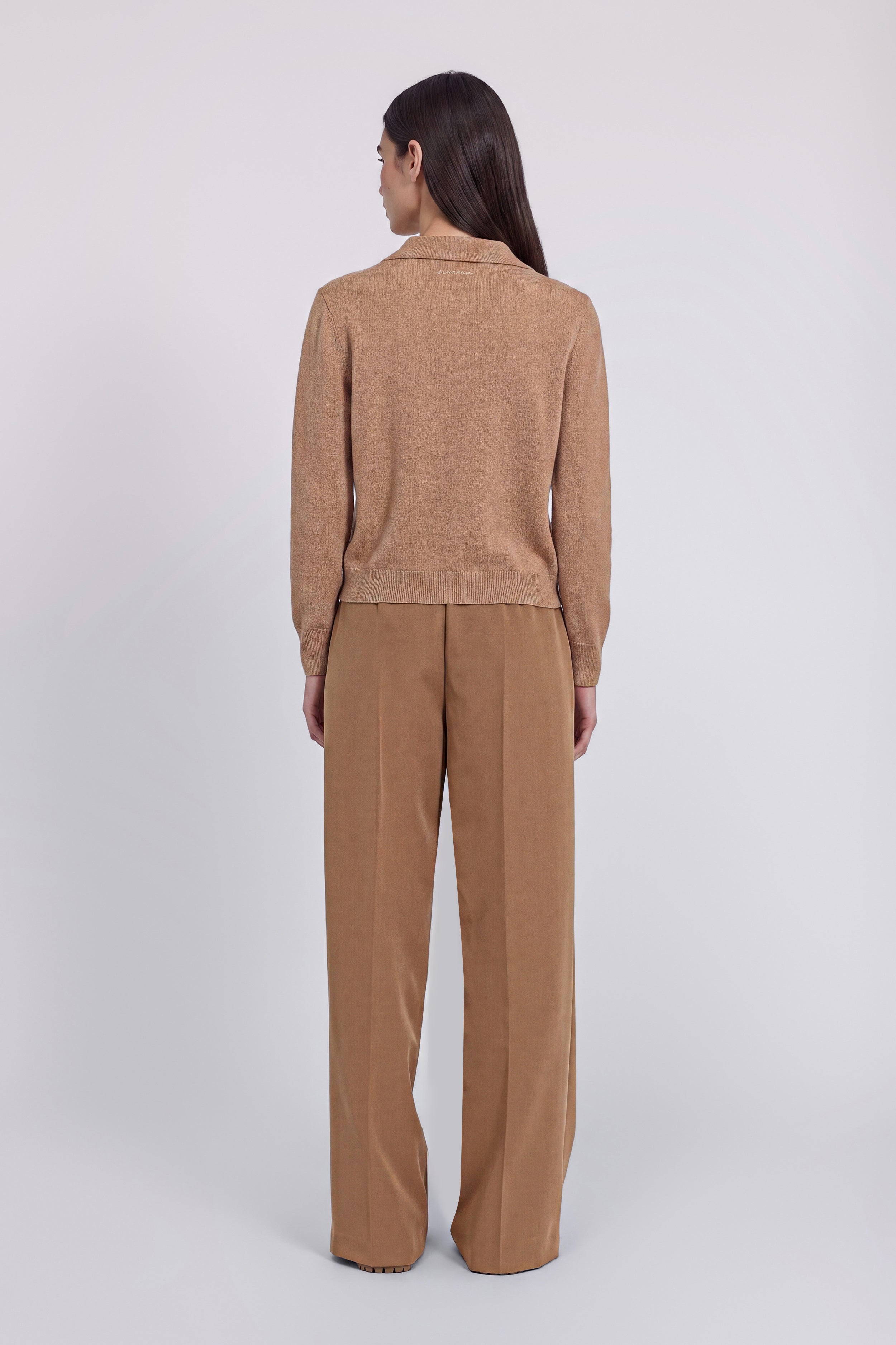 WOOL AND CASHMERE CARDIGAN WITH COLLAR AND LACE INSERT