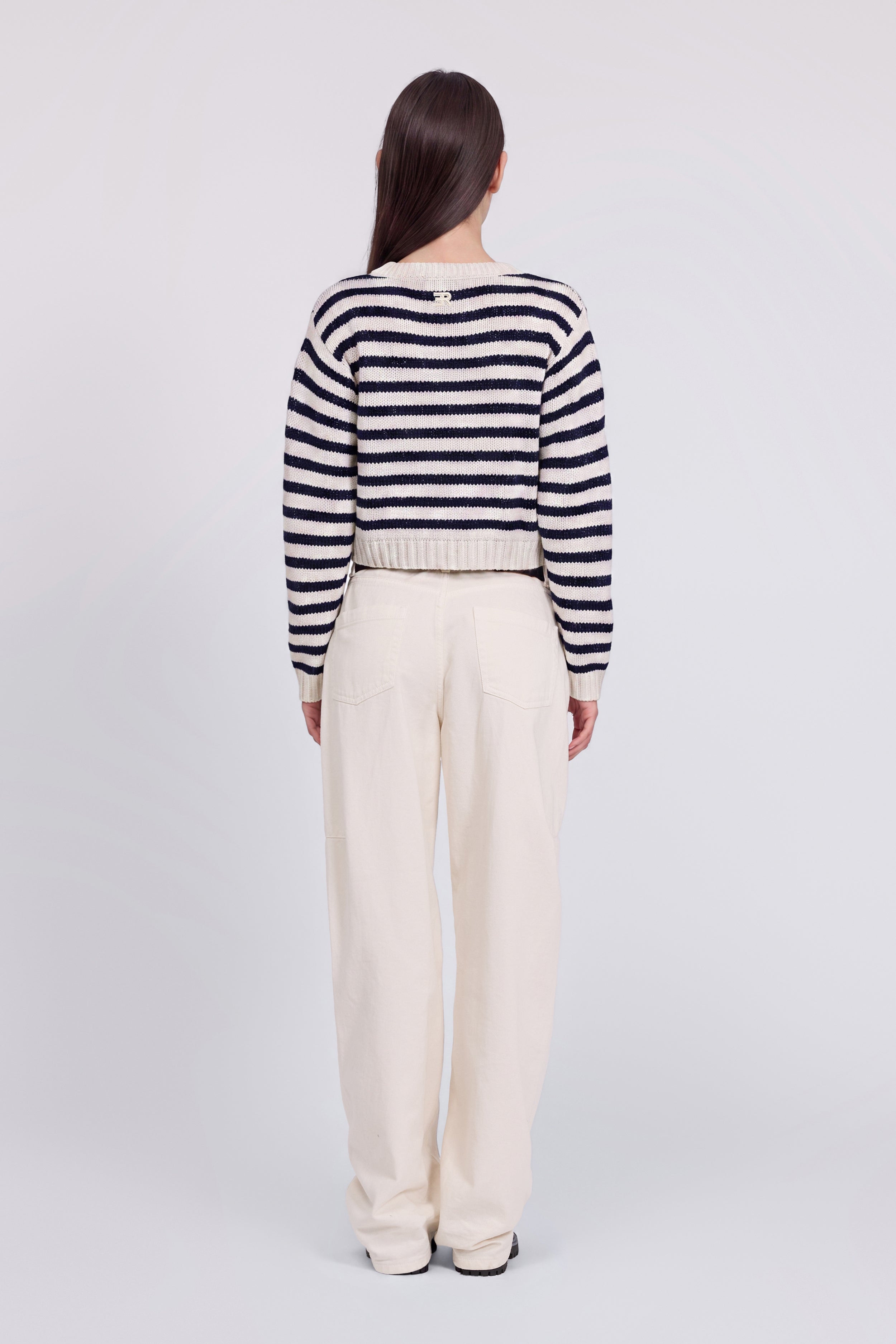 CARDIGAN RAYÉ EN LAINE ET CACHEMIRE AVEC BRODERIES CORNELLY