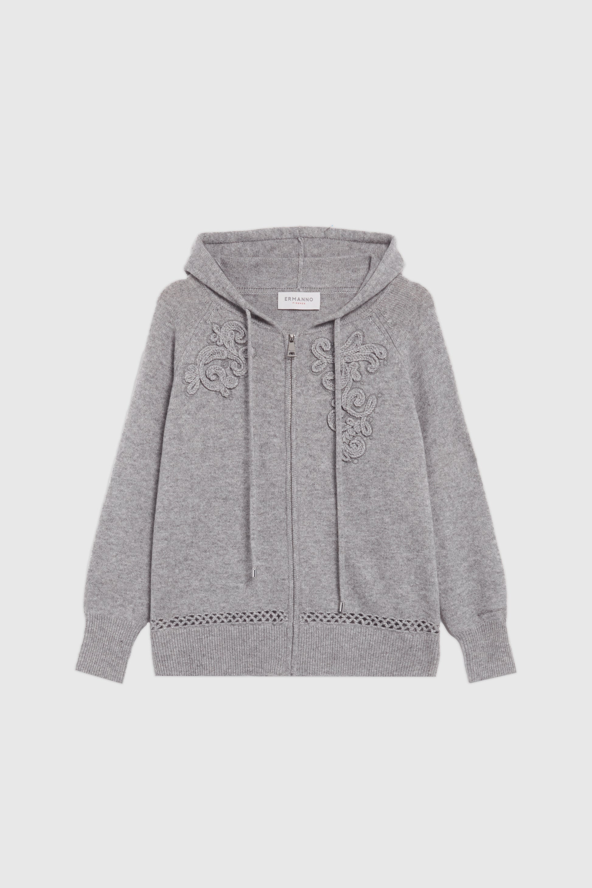 CARDIGAN ZIPPĖ EN LAINE ET CACHEMIRE AVEC BRODERIES