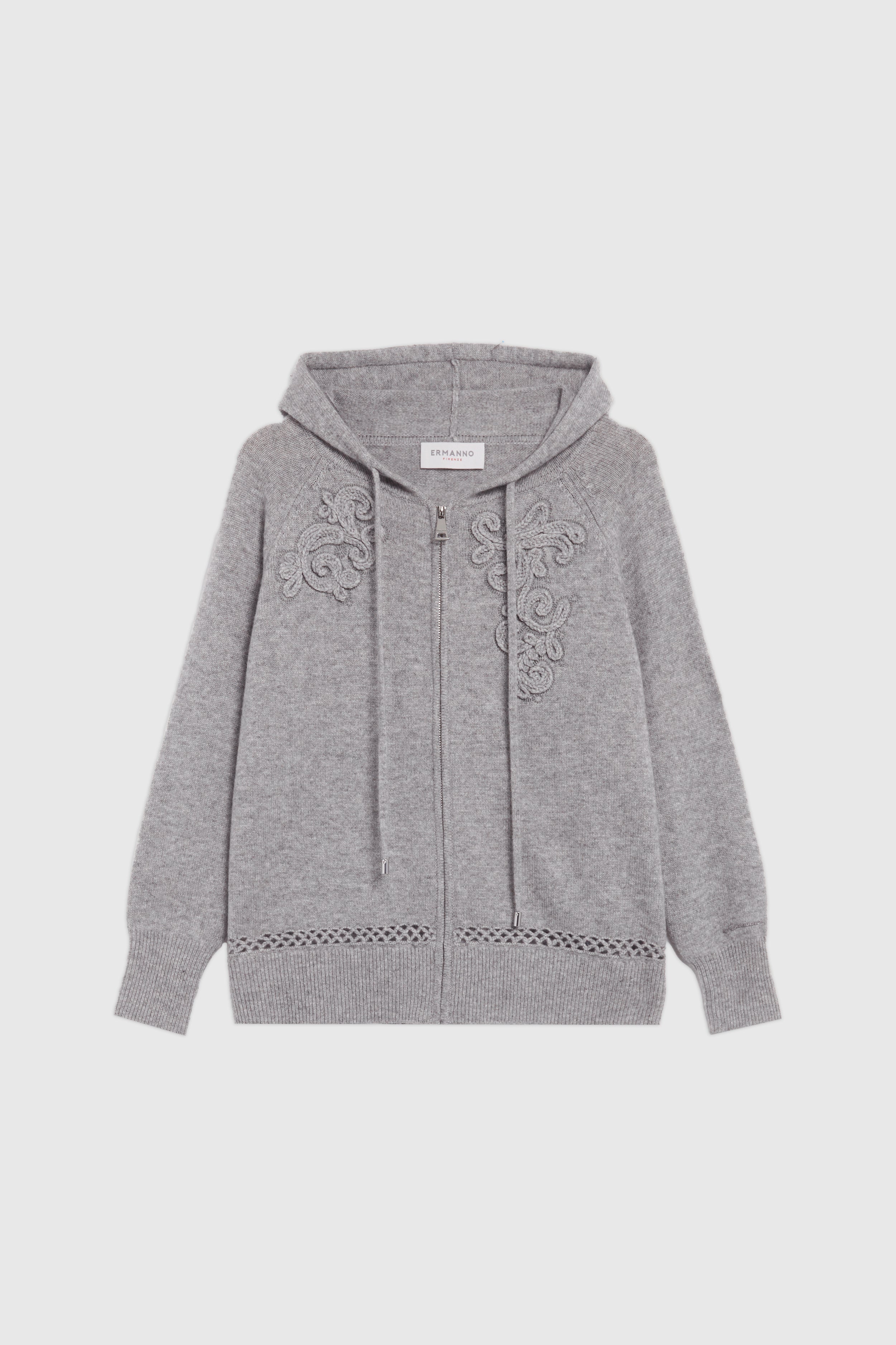 CARDIGAN ZIPPĖ EN LAINE ET CACHEMIRE AVEC BRODERIES