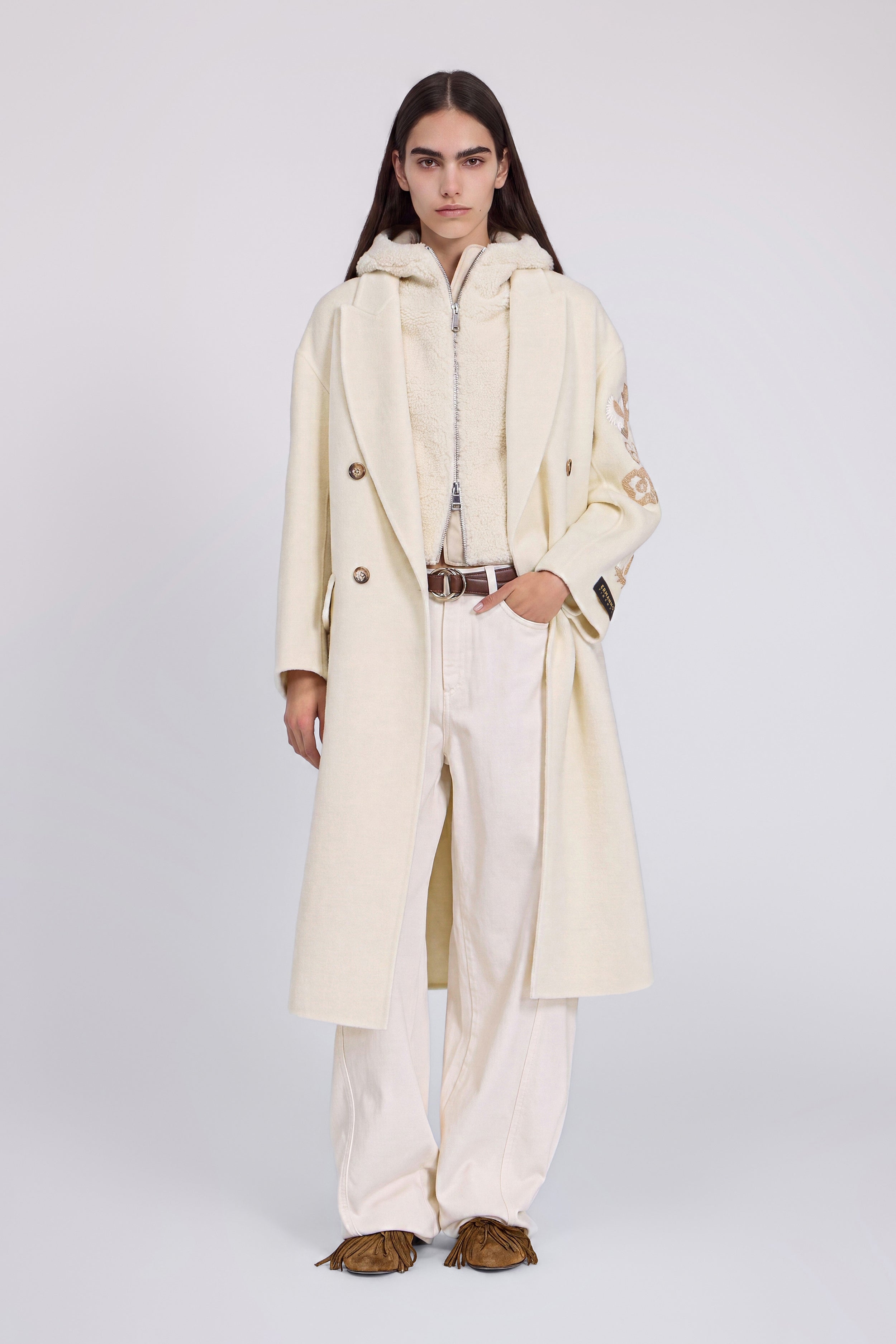 FAUX SHEEPSKIN HOODED WAISTCOAT WITH ZIP