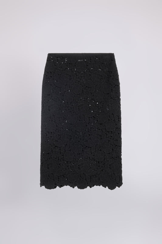 JUPE MIDI EN DENTELLE CROCHET DE LAINE