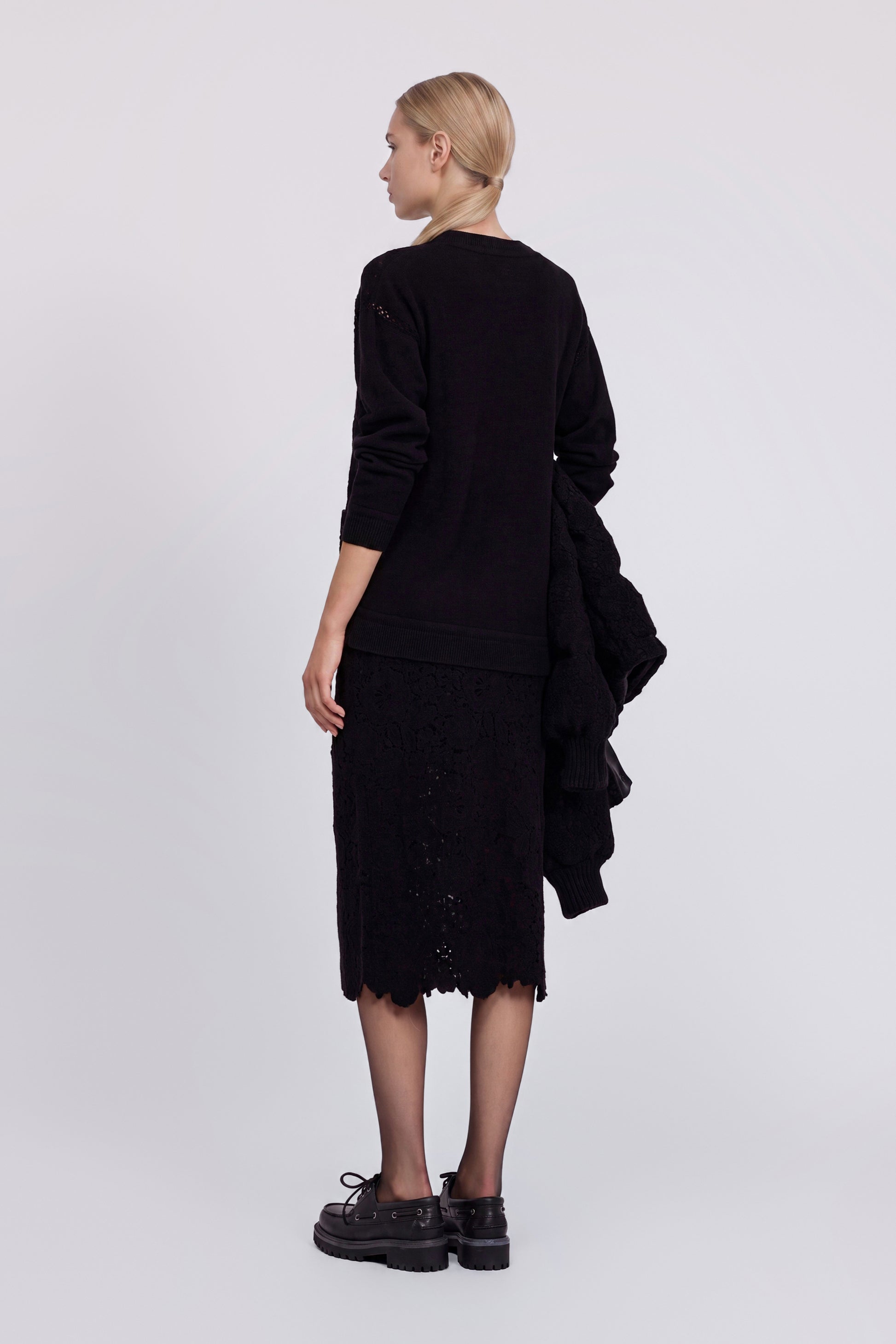 JUPE MIDI EN DENTELLE CROCHET DE LAINE