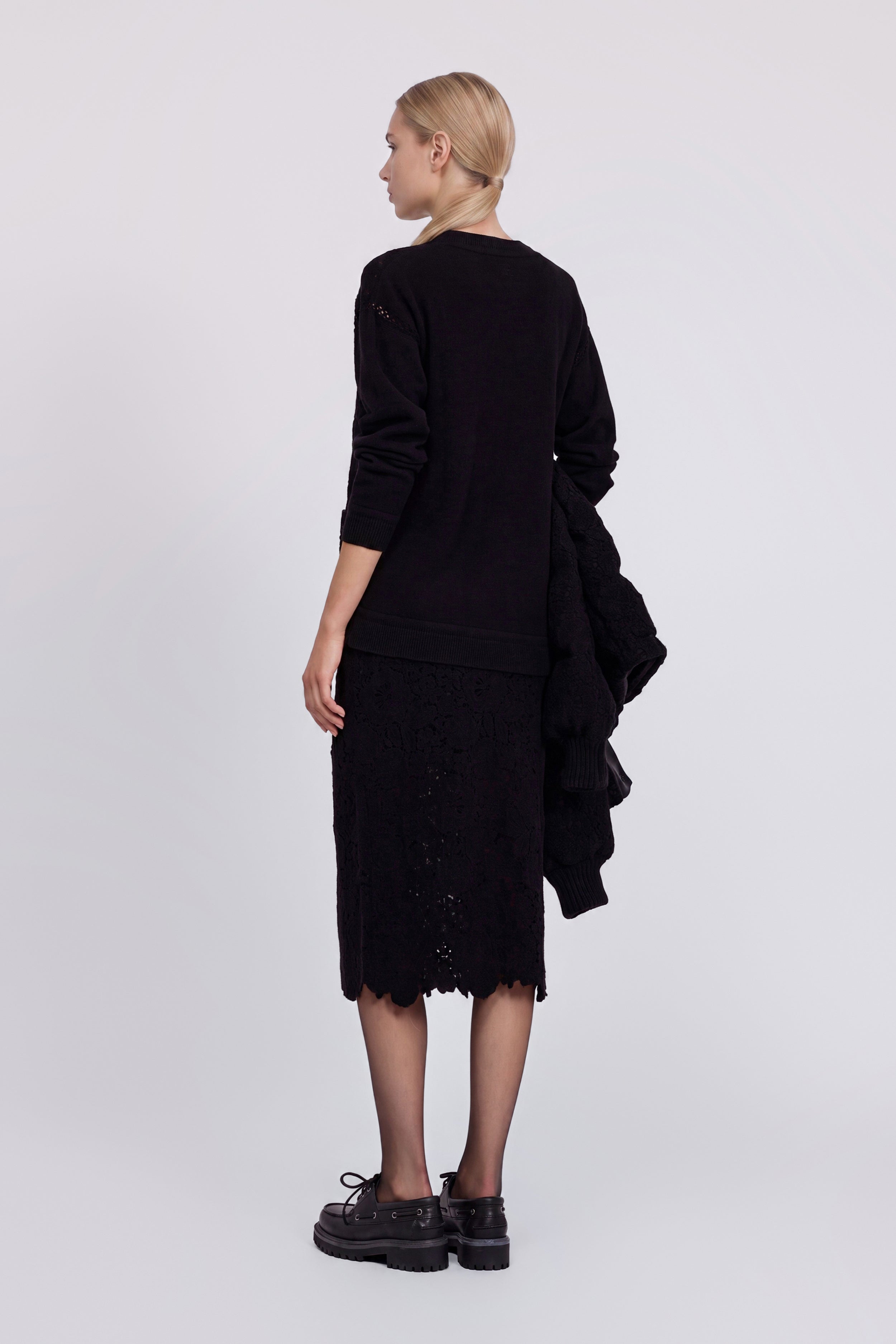 JUPE MIDI EN DENTELLE CROCHET DE LAINE