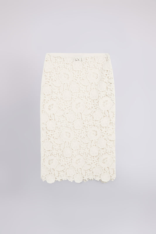 WOOL CROCHET LACE MIDI SKIRT