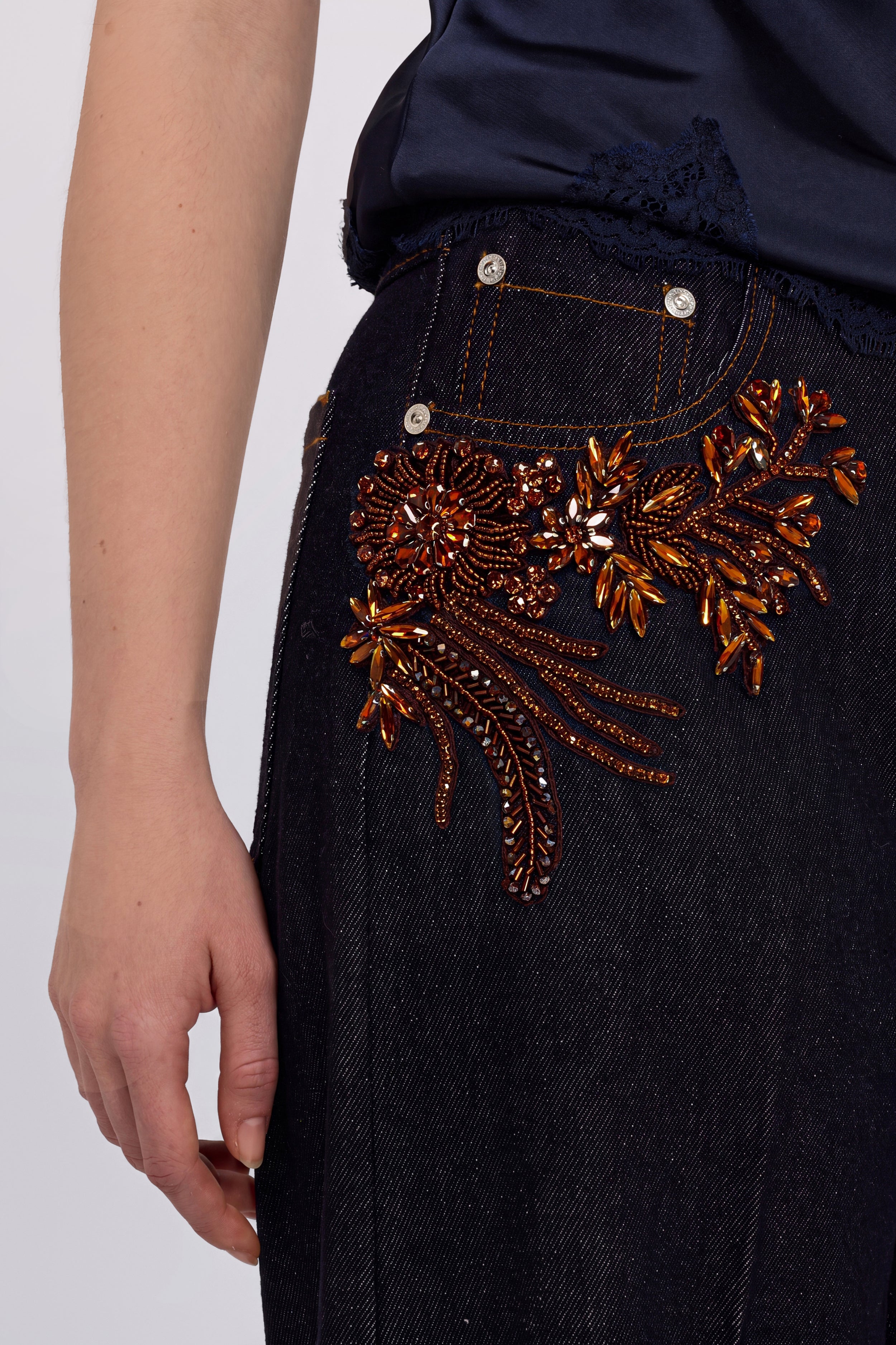 FLARE JEANS WITH JEWEL EMBROIDERIES