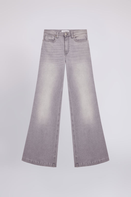 STRETCH GREY DENIM FLARE JEANS