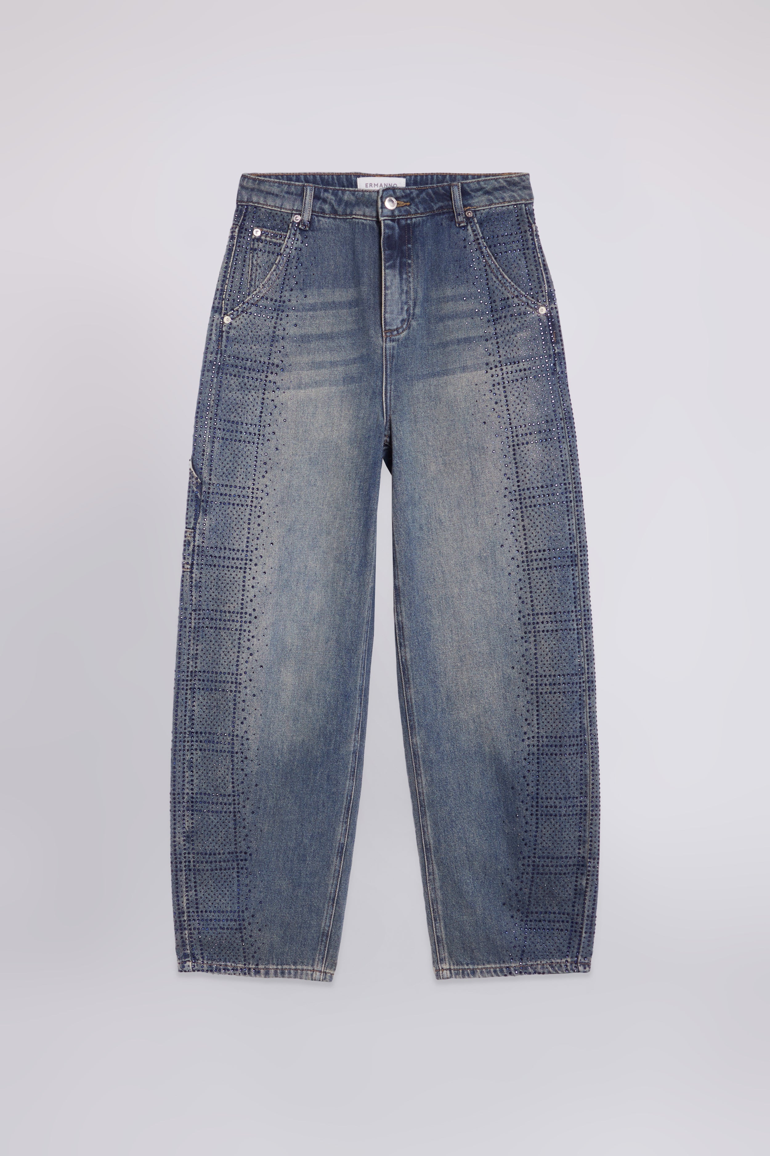 CARROT JEANS WITH RHINESTONE CHECK DETAIL ON THE SIDES