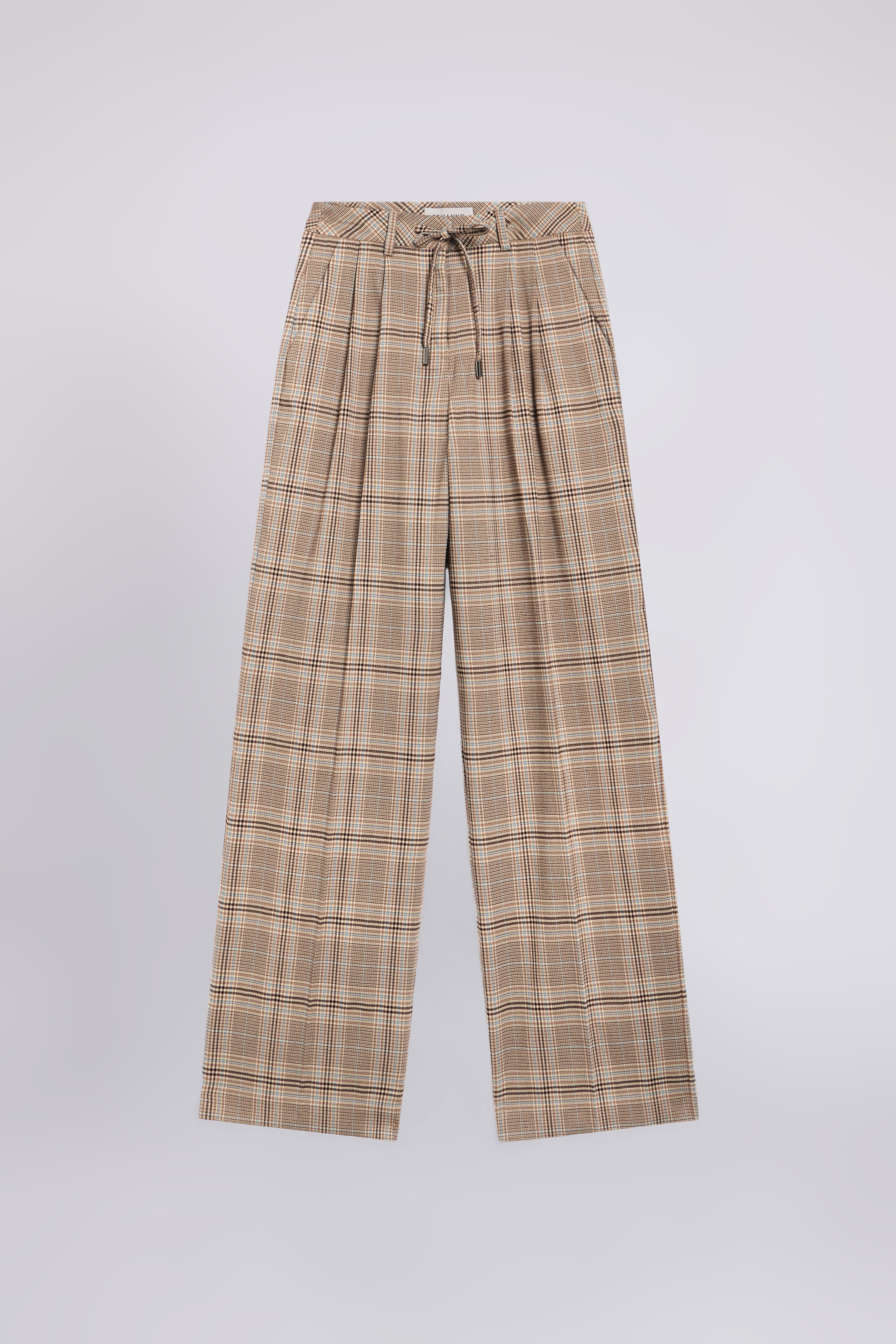 CHECKED PANTS WITH PLEATS AND DRAWSTRING