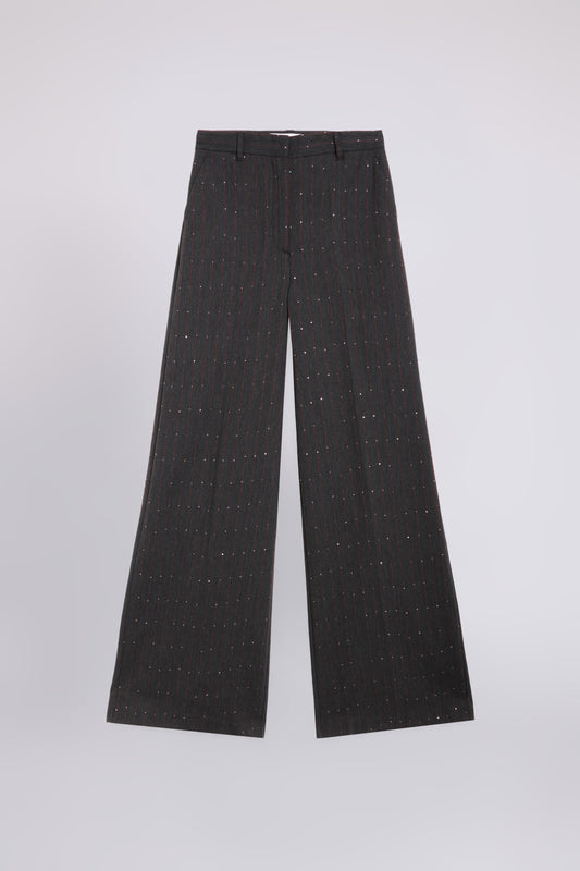 TAILORED PINSTRIPED PANTS WITH MICRO SEQUINS