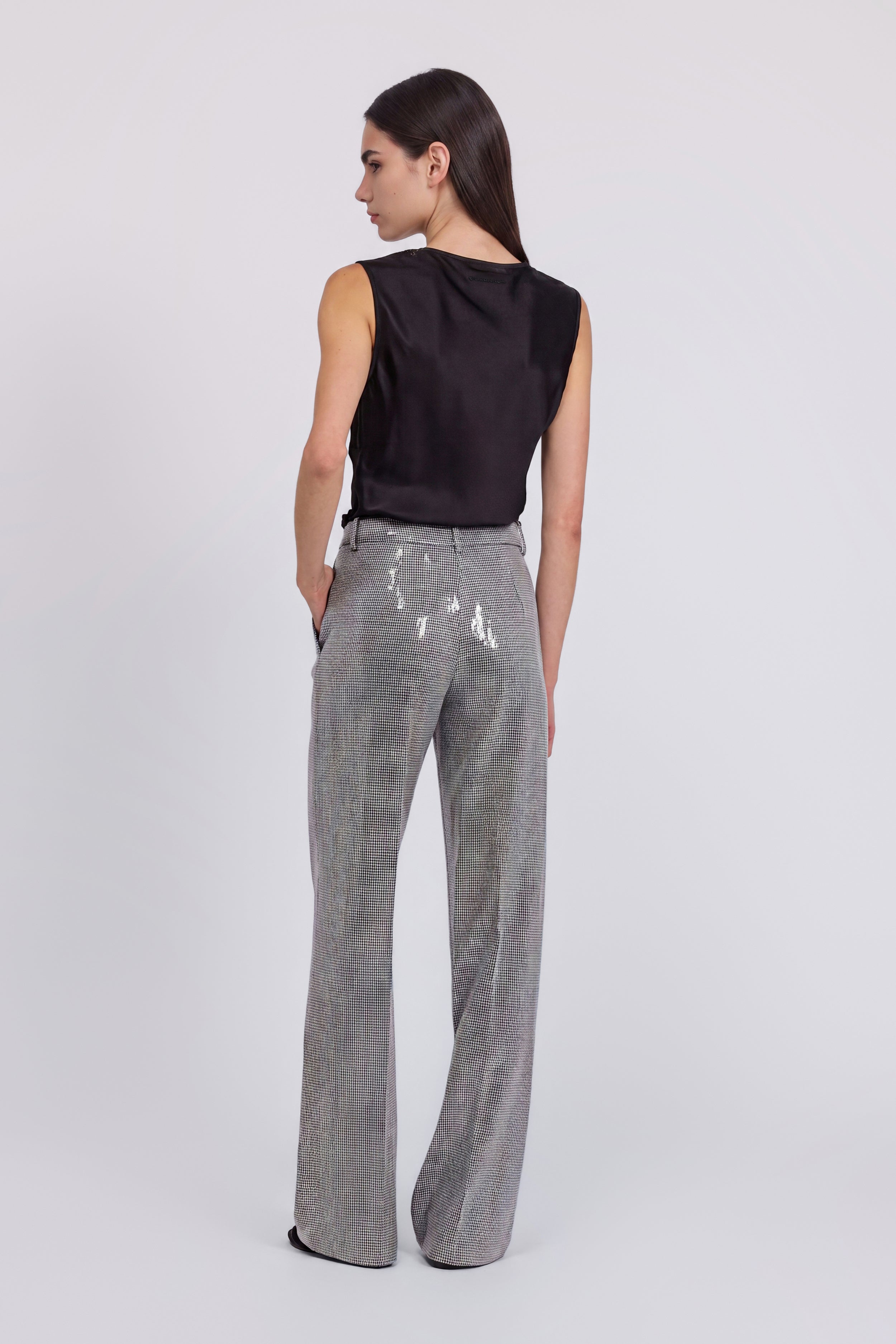 PANTALONI SARTORIALI IN PIED DE POULE CON PAILLETTES