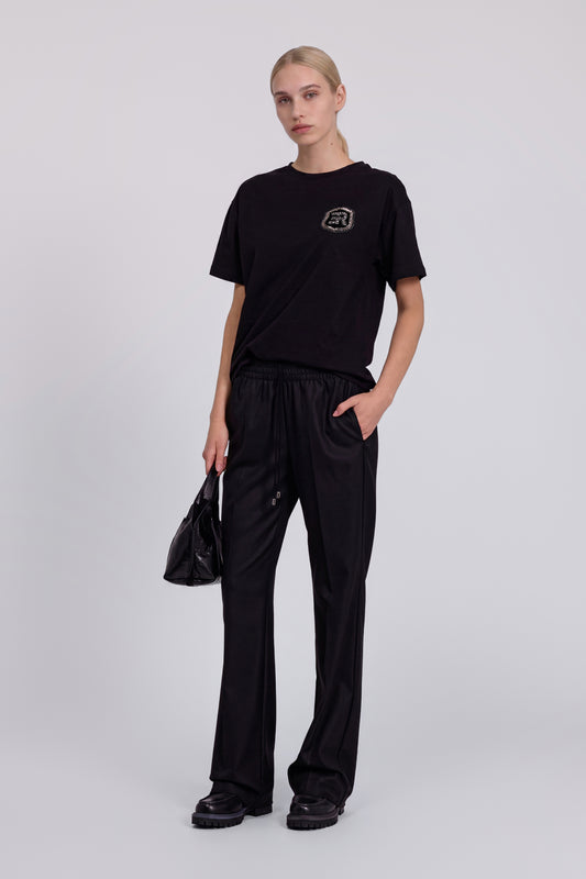 FLANNEL PANTS WITH ELASTIC WAISTBAND AND DRAWSTRING