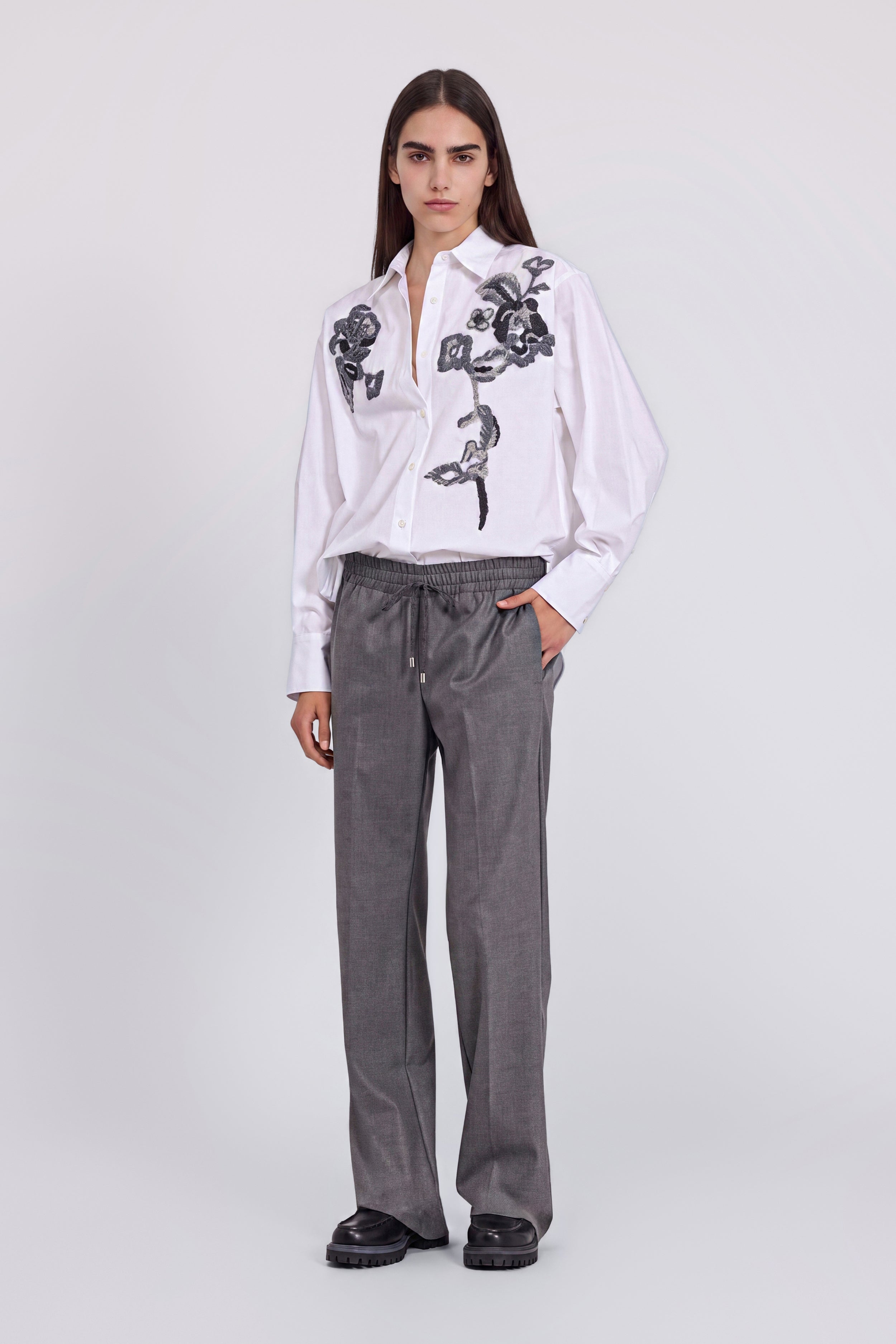 FLANNEL PANTS WITH ELASTIC WAISTBAND AND DRAWSTRING