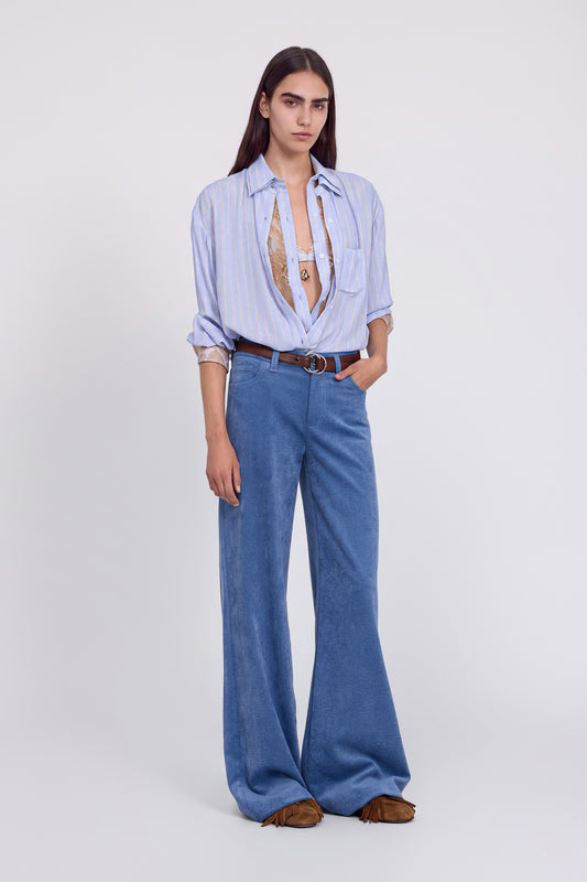 PANTALONI FLARE IN VELLUTO A COSTE