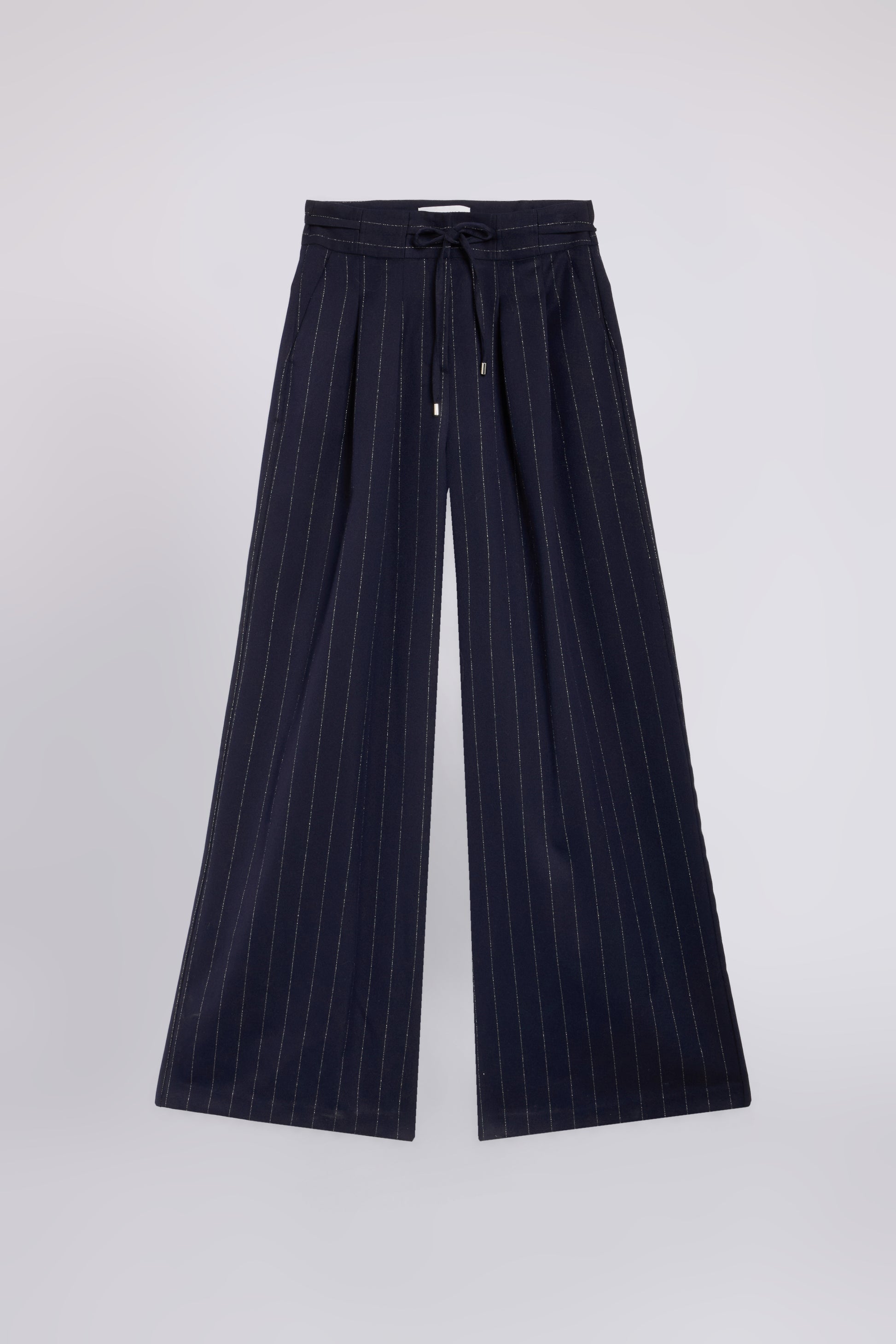 LUREX PINSTRIPED PANTS WITH PLEATS AND DRAWSTRING
