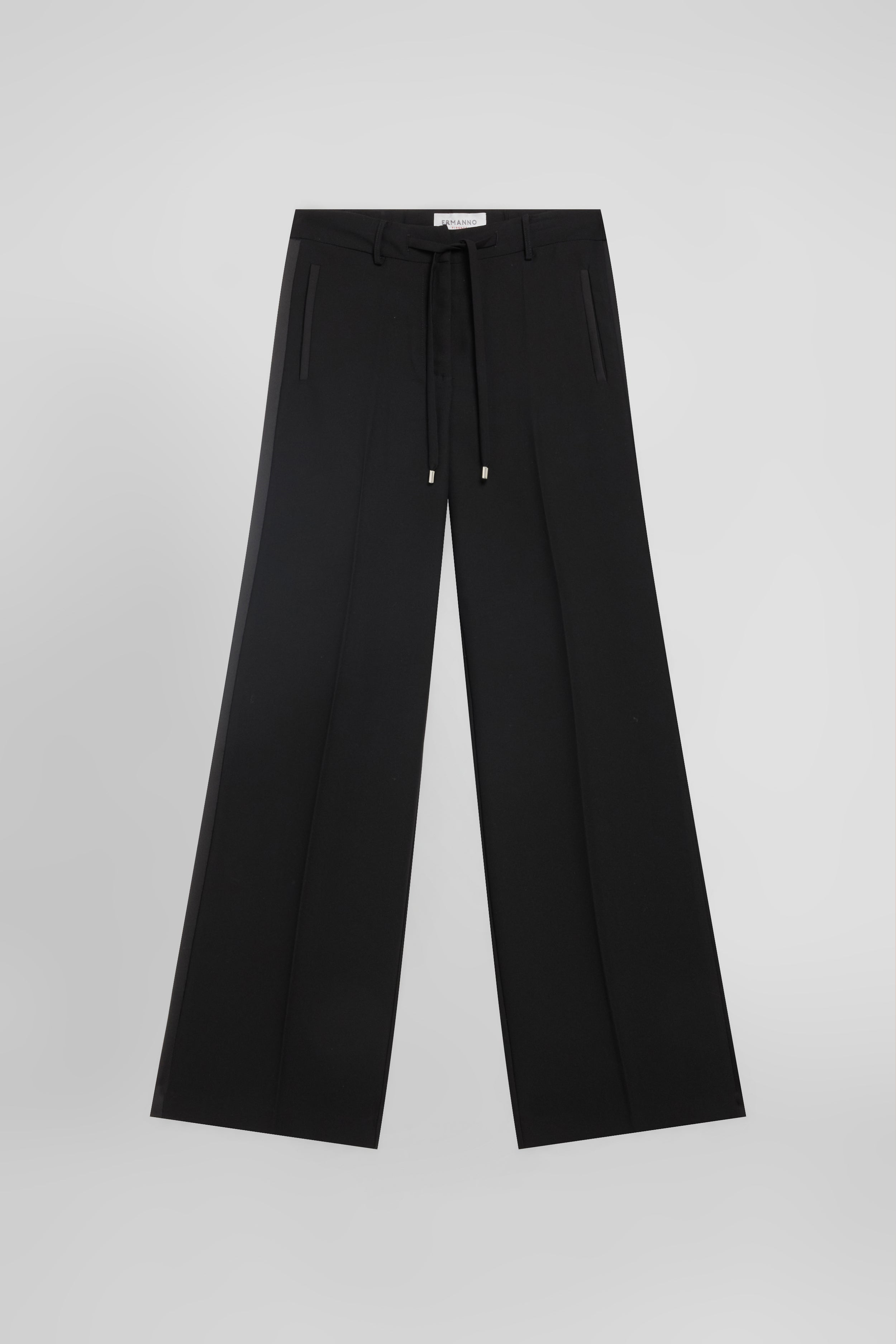 PANTALON SMOKING AVEC EMPIÈCEMENTS EN SATIN ET COULISSE