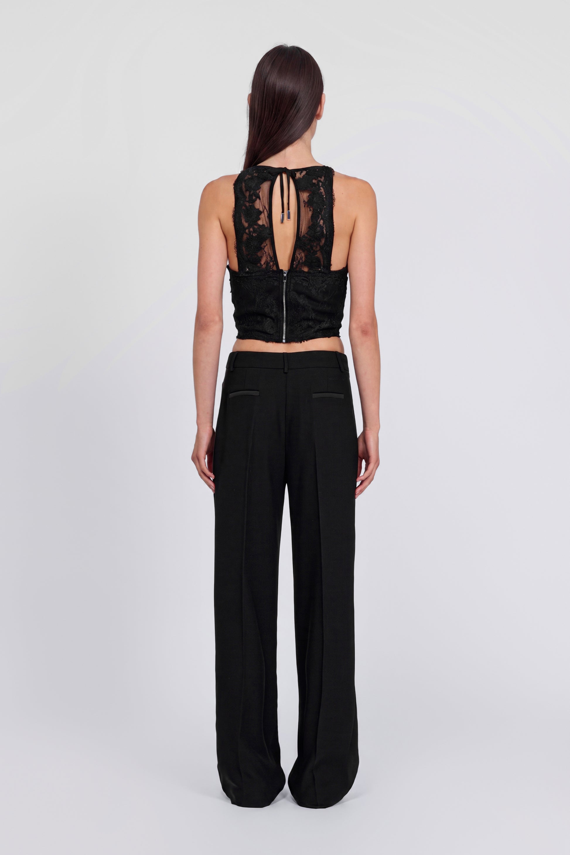 PANTALON SMOKING AVEC EMPIÈCEMENTS EN SATIN ET COULISSE