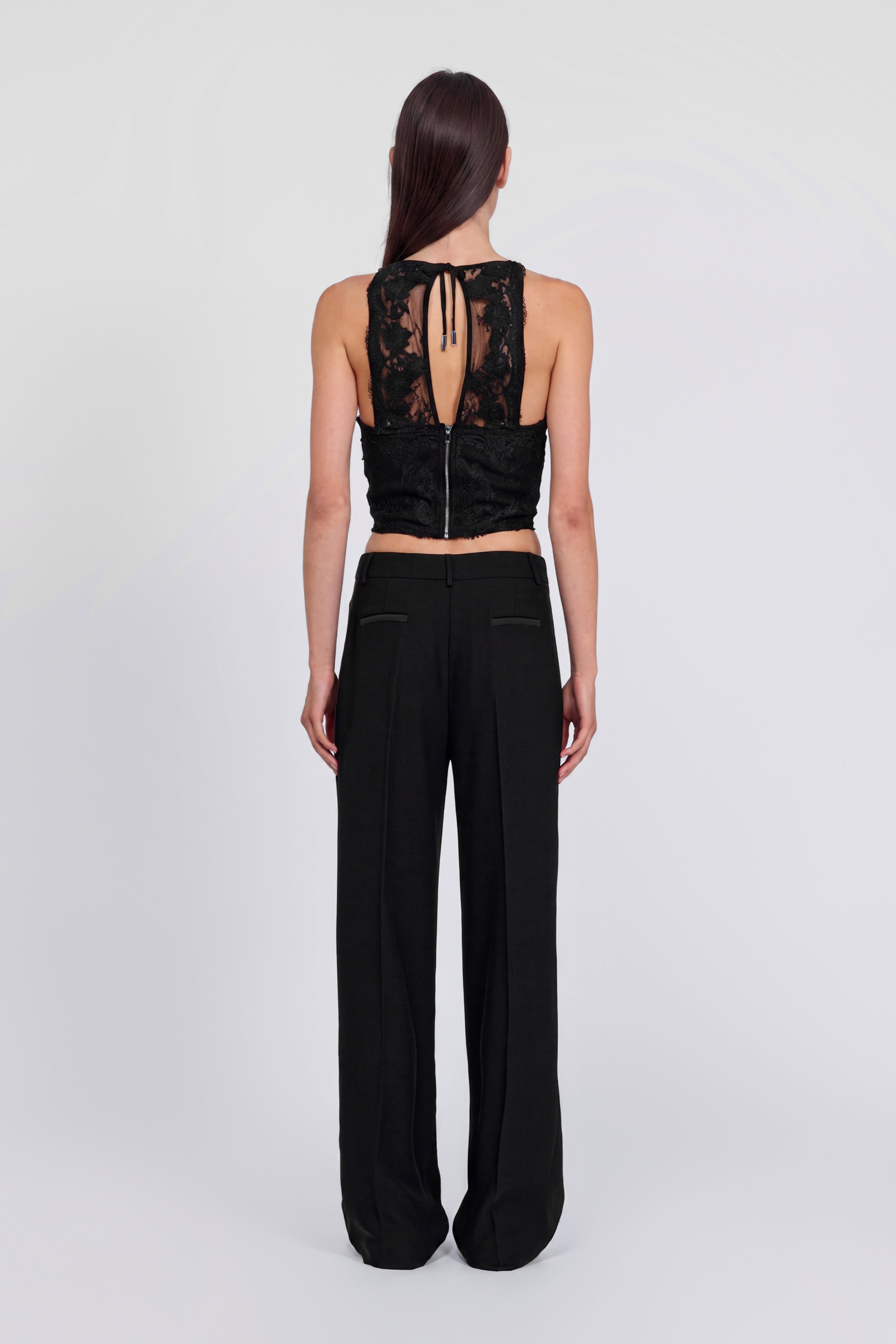 PANTALON SMOKING AVEC EMPIÈCEMENTS EN SATIN ET COULISSE