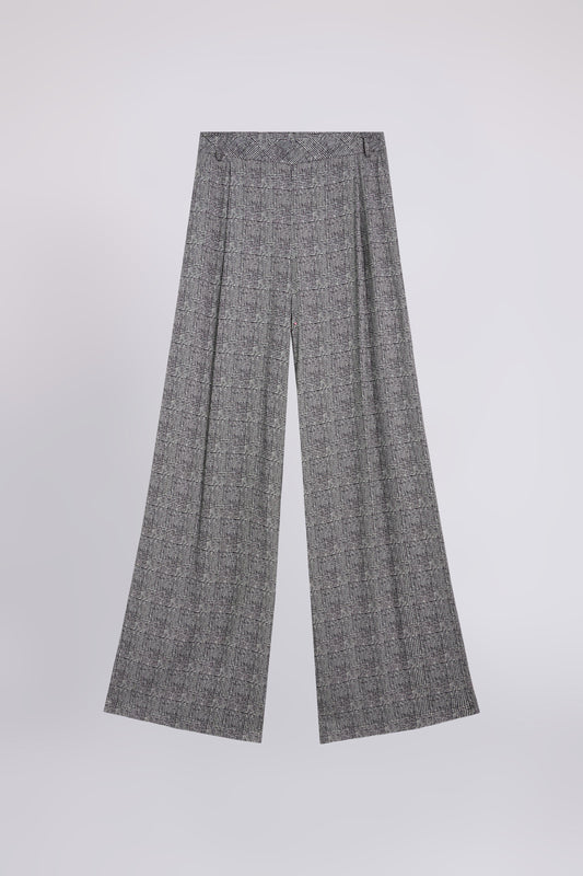 PANTALON LARGE EN VISCOSE À CARREAUX