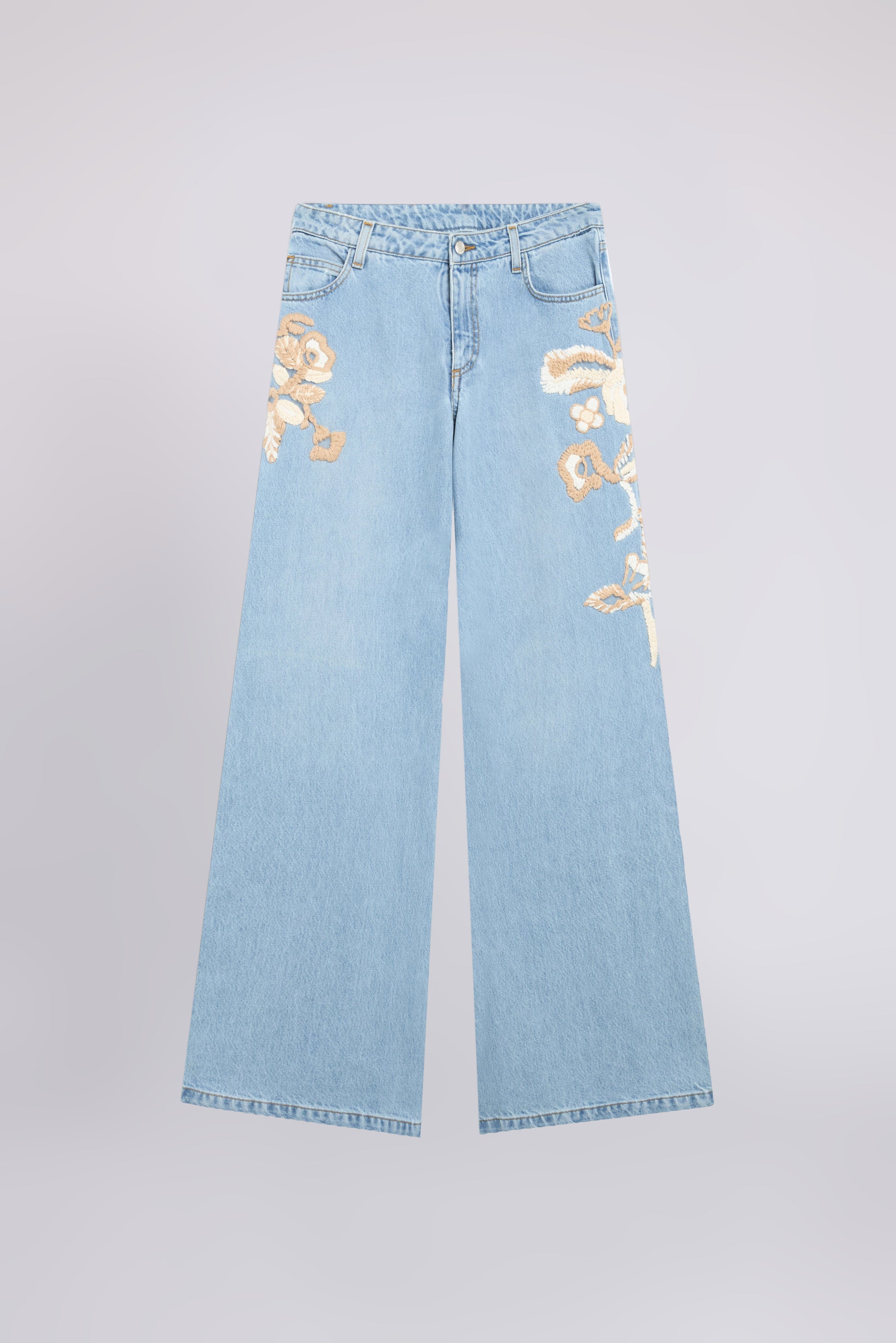 JEAN FLARE AVEC BRODERIES FLORALES