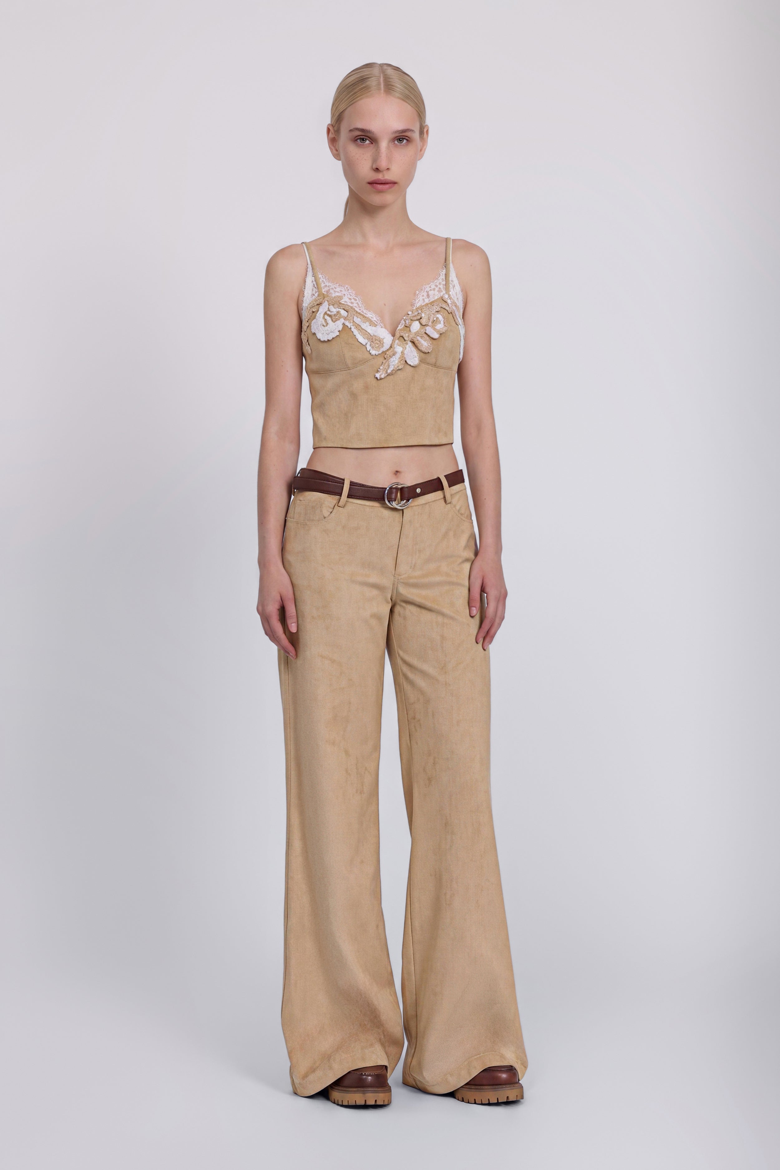 PANTALON FLARE EN SUÉDINE ÉCOLOGIQUE