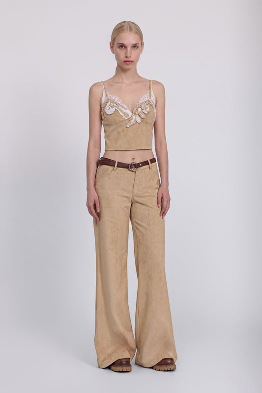 PANTALONI FLARE IN CAMOSCIO ECOLOGICO