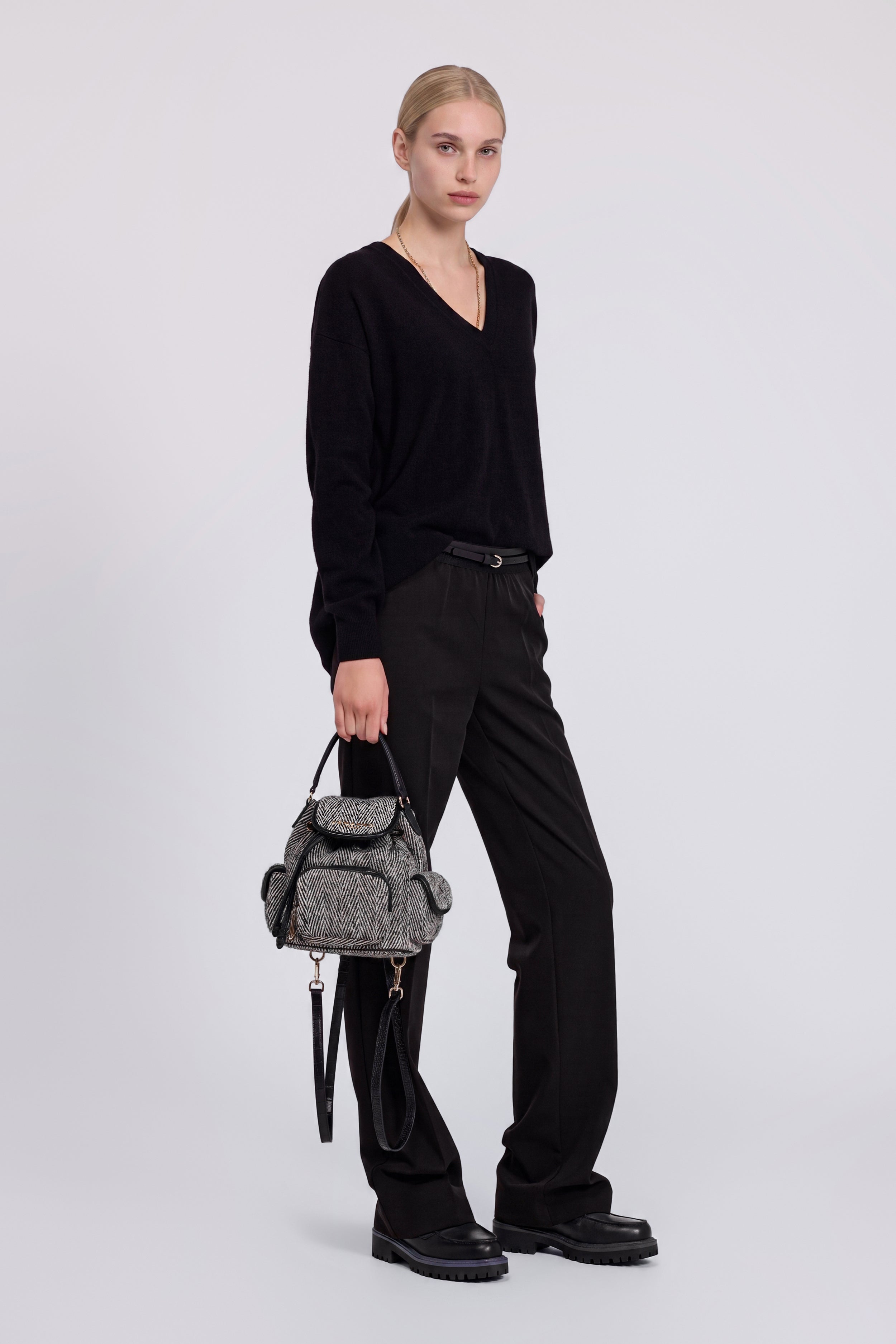 SAC À DOS EN TWEED À CHEVALETS