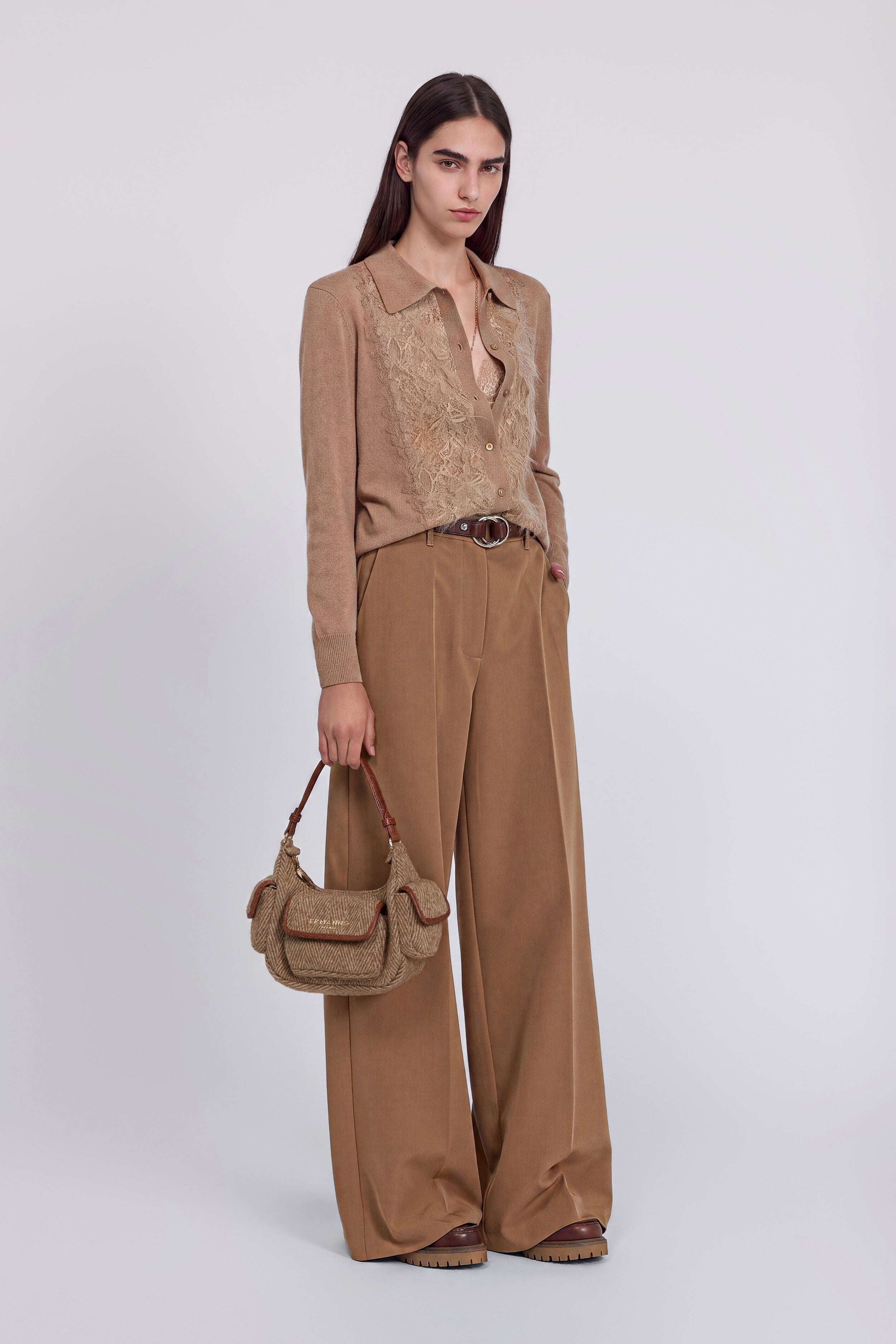 SAC HOBO EN TWEED À CHEVRONS AVEC POCHES