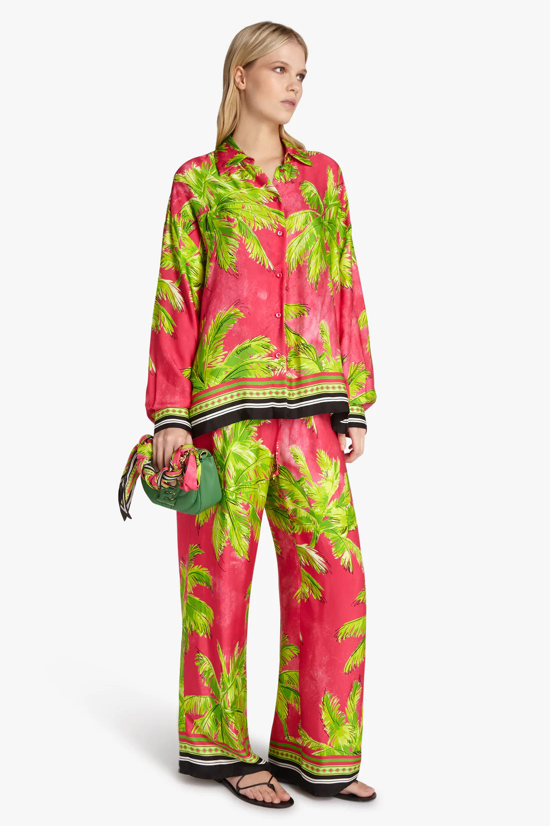 Oversized palm tree-print shirt
