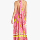 Hibiscus-print long dress