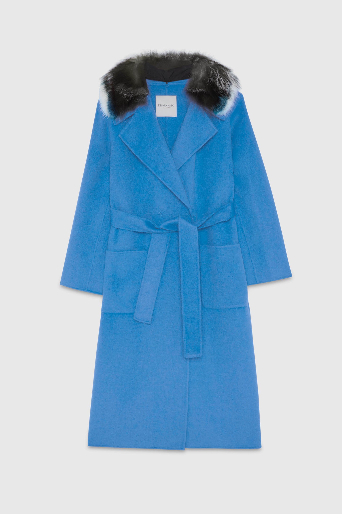 Robe Coat With Fur Trim Collar