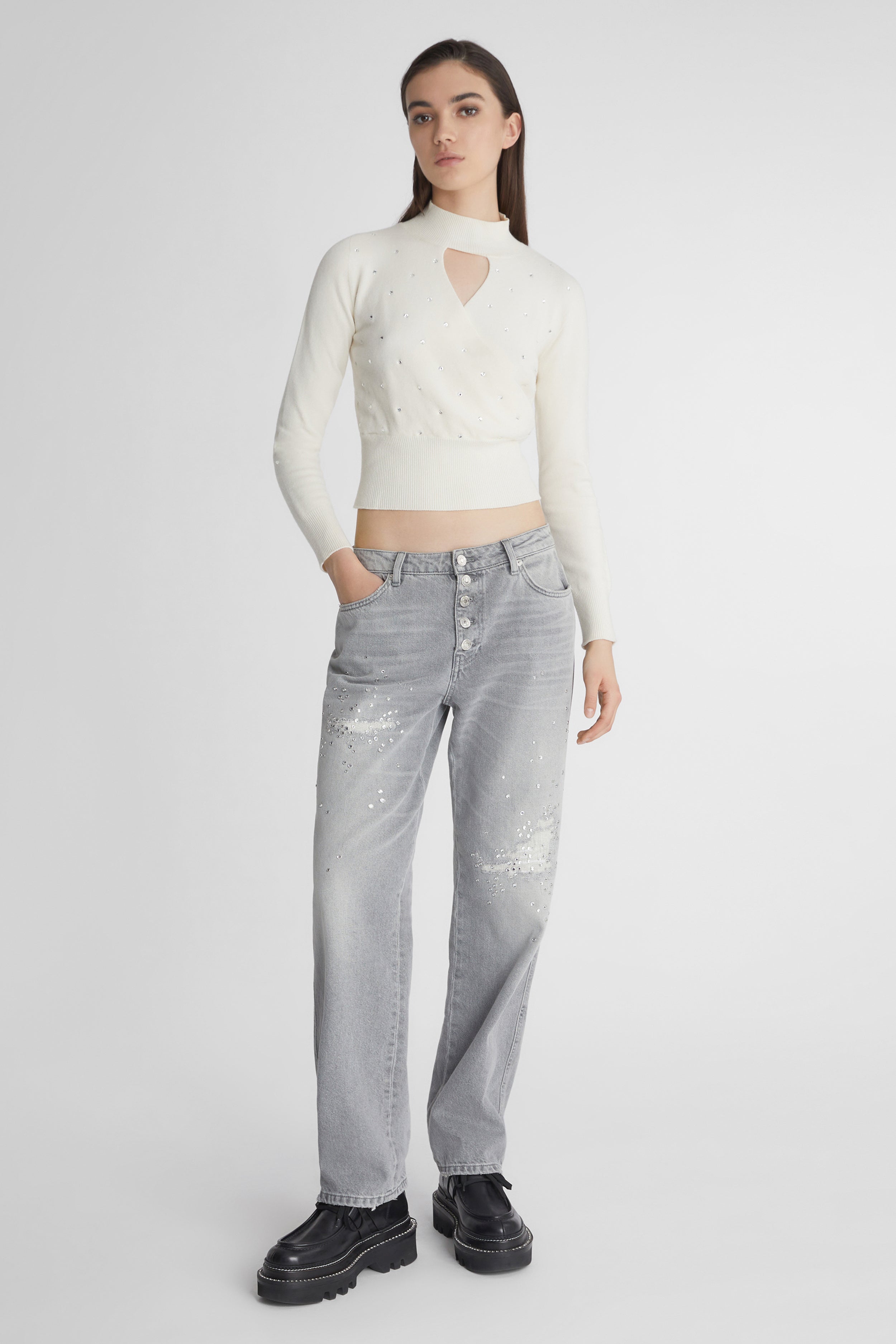 Rhinestone-adorned sweater