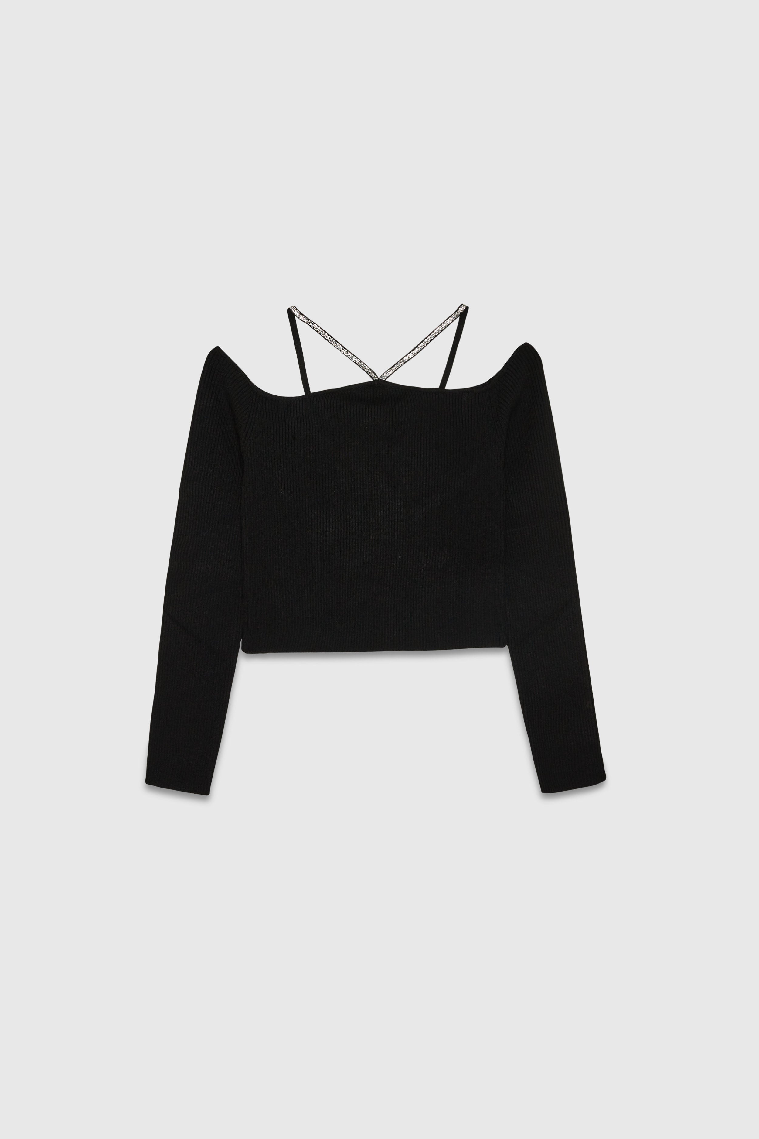 Rhinestone cut-out sweater