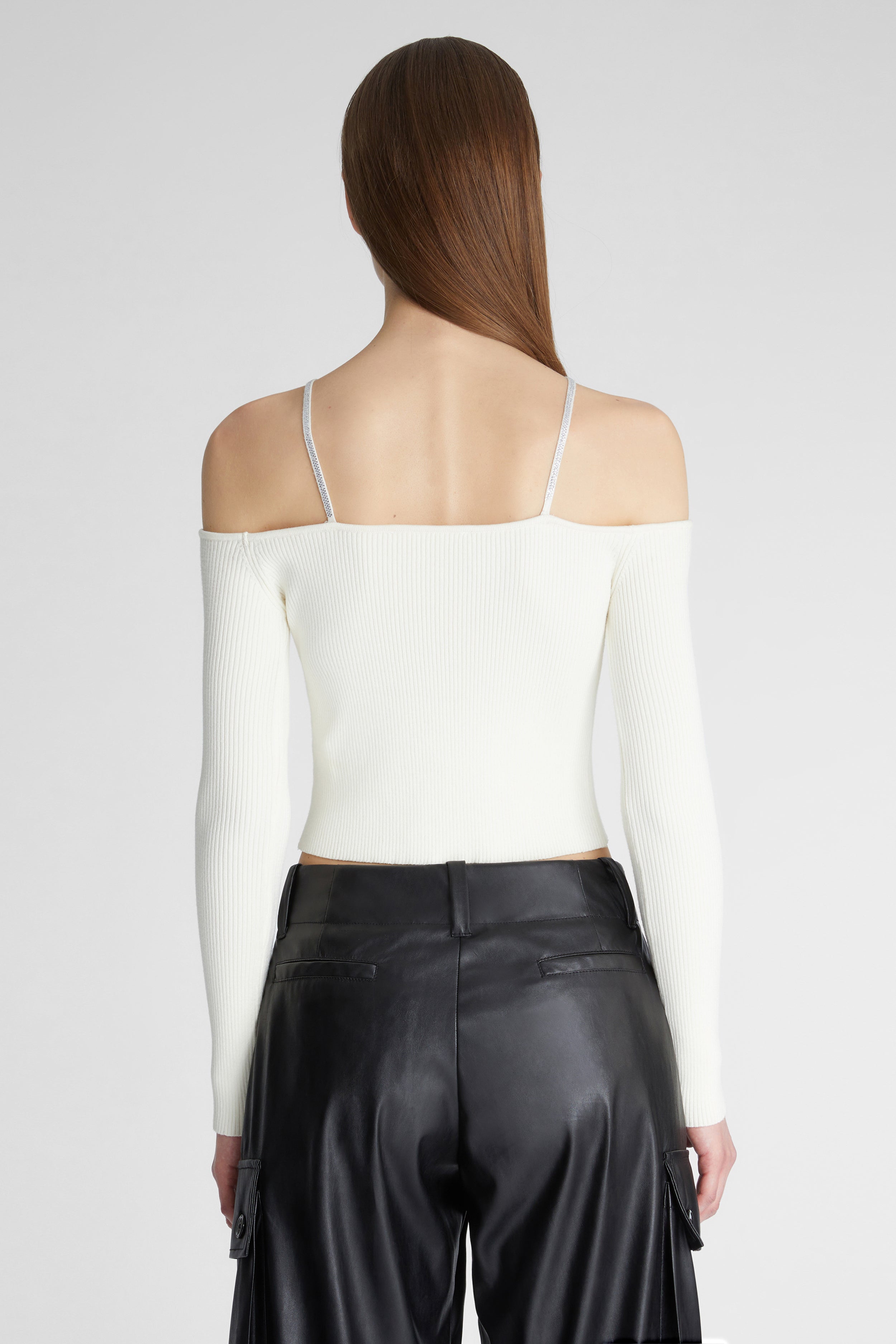 Rhinestone cut-out sweater