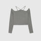 Rhinestone cut-out sweater