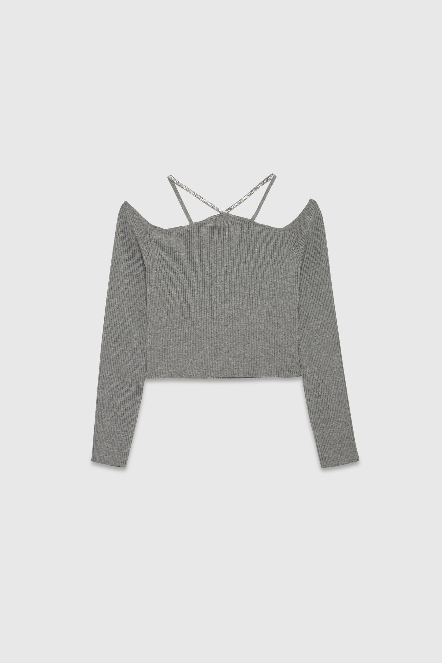 Rhinestone cut-out sweater