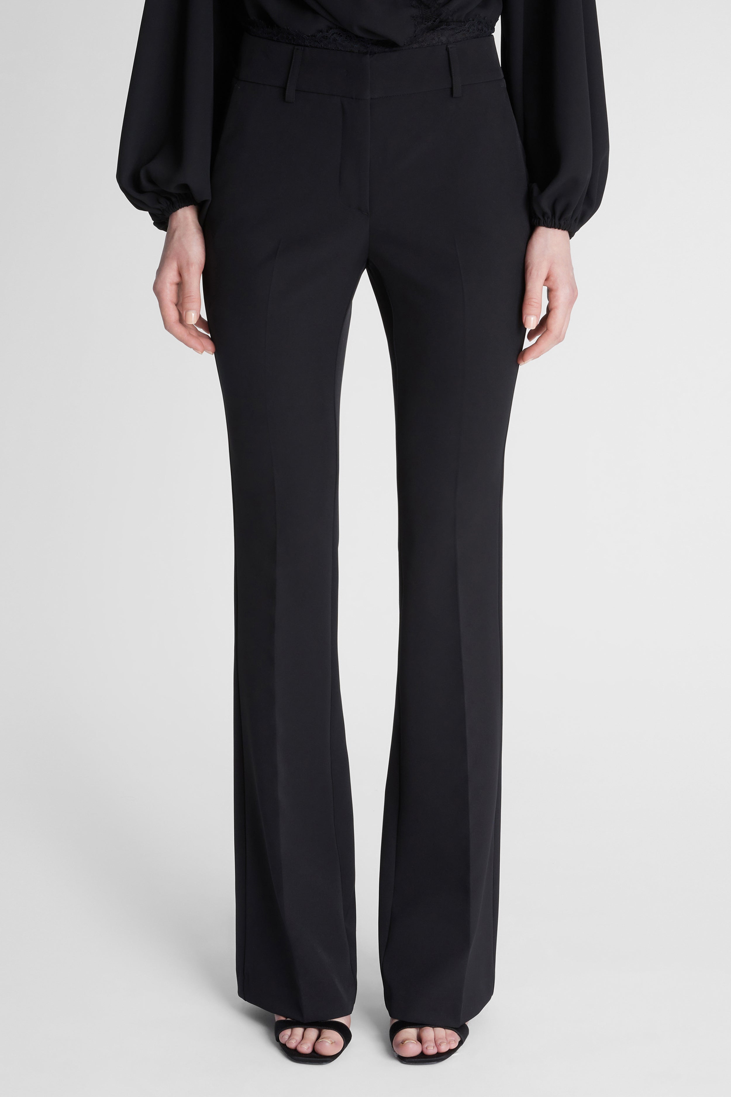 Lace-detail tailored trousers