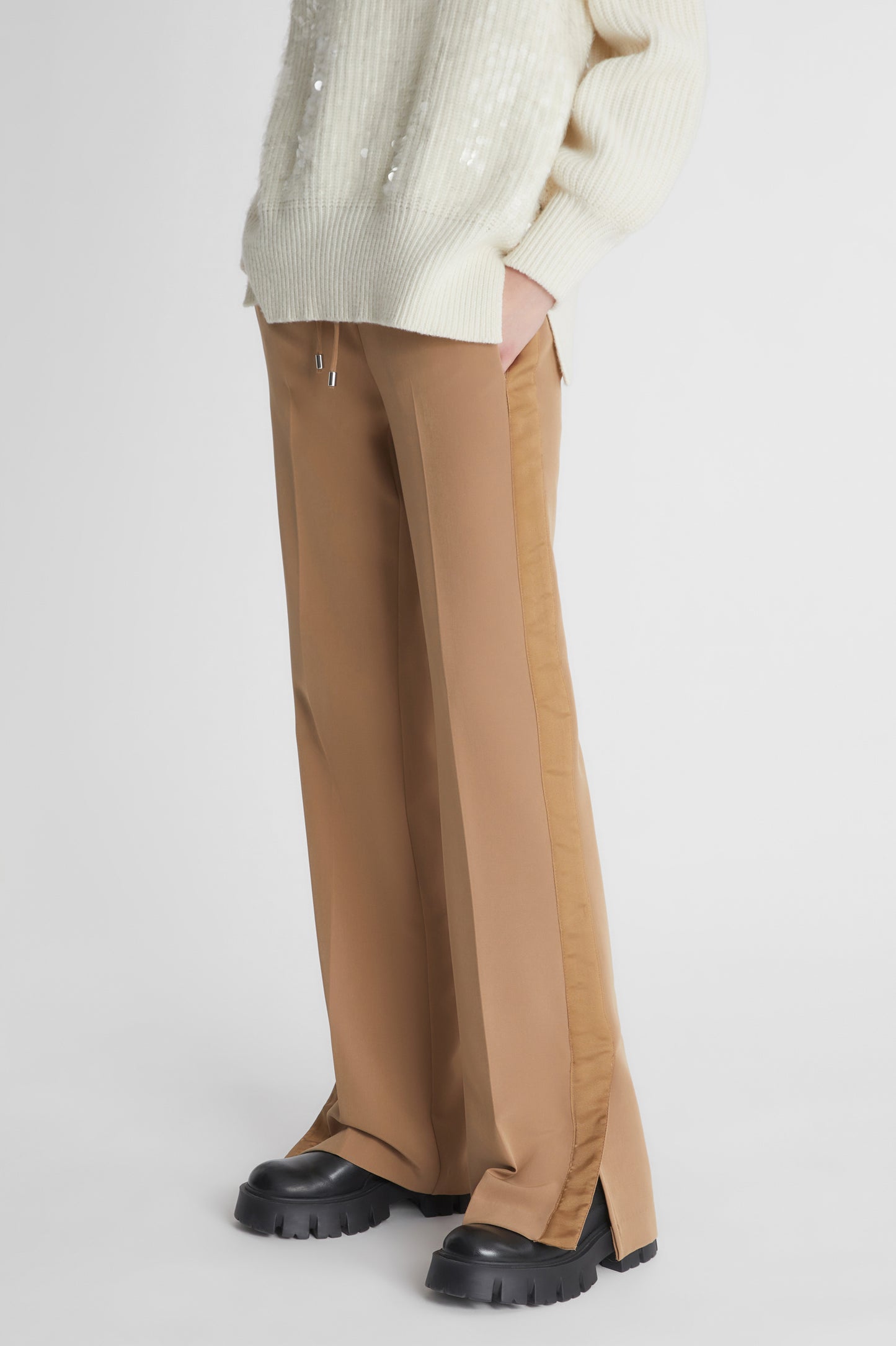 Palazzo trousers with side band detail