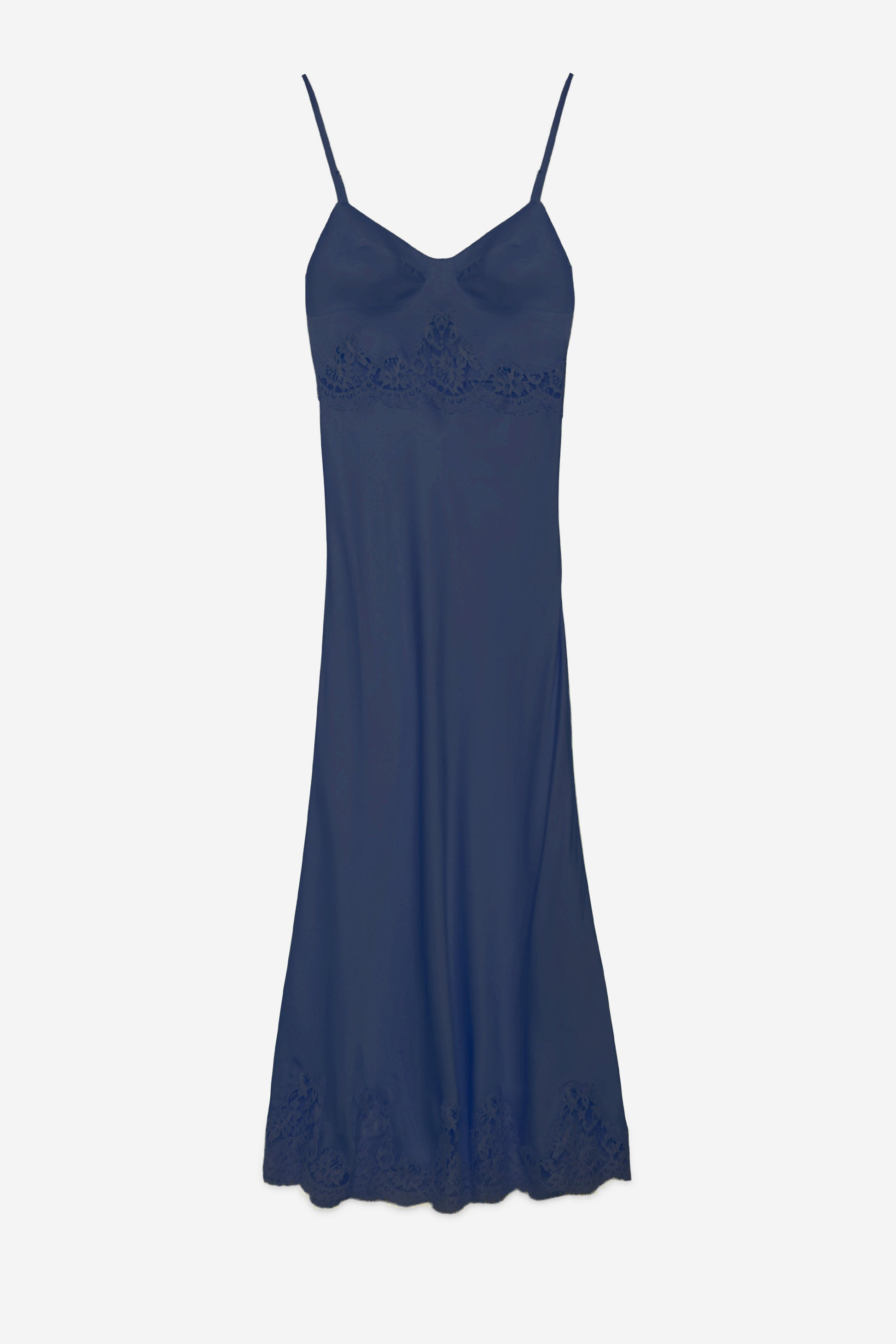 SATIN SLIP DRESS WITH LACE