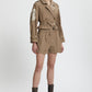 CROPPED TRENCH COAT WITH BELT AND EMBROIDERY