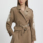 CROPPED TRENCH COAT WITH BELT AND EMBROIDERY