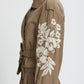 CROPPED TRENCH COAT WITH BELT AND EMBROIDERY