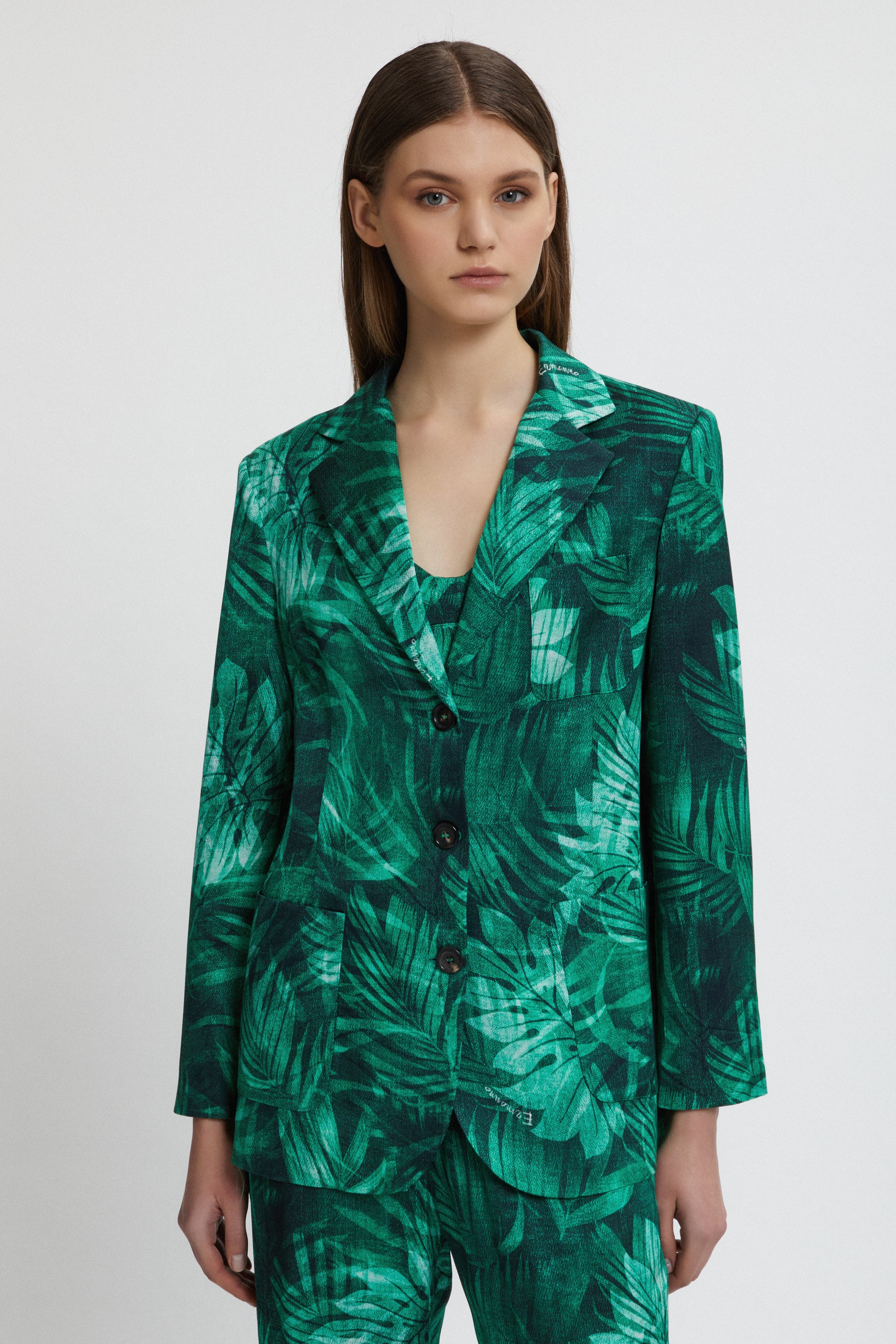 BLAZER IN RASO STAMPA FORESTA