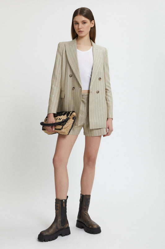 BLAZER DOPPIOPETTO GESSATO CON PAILLETTES