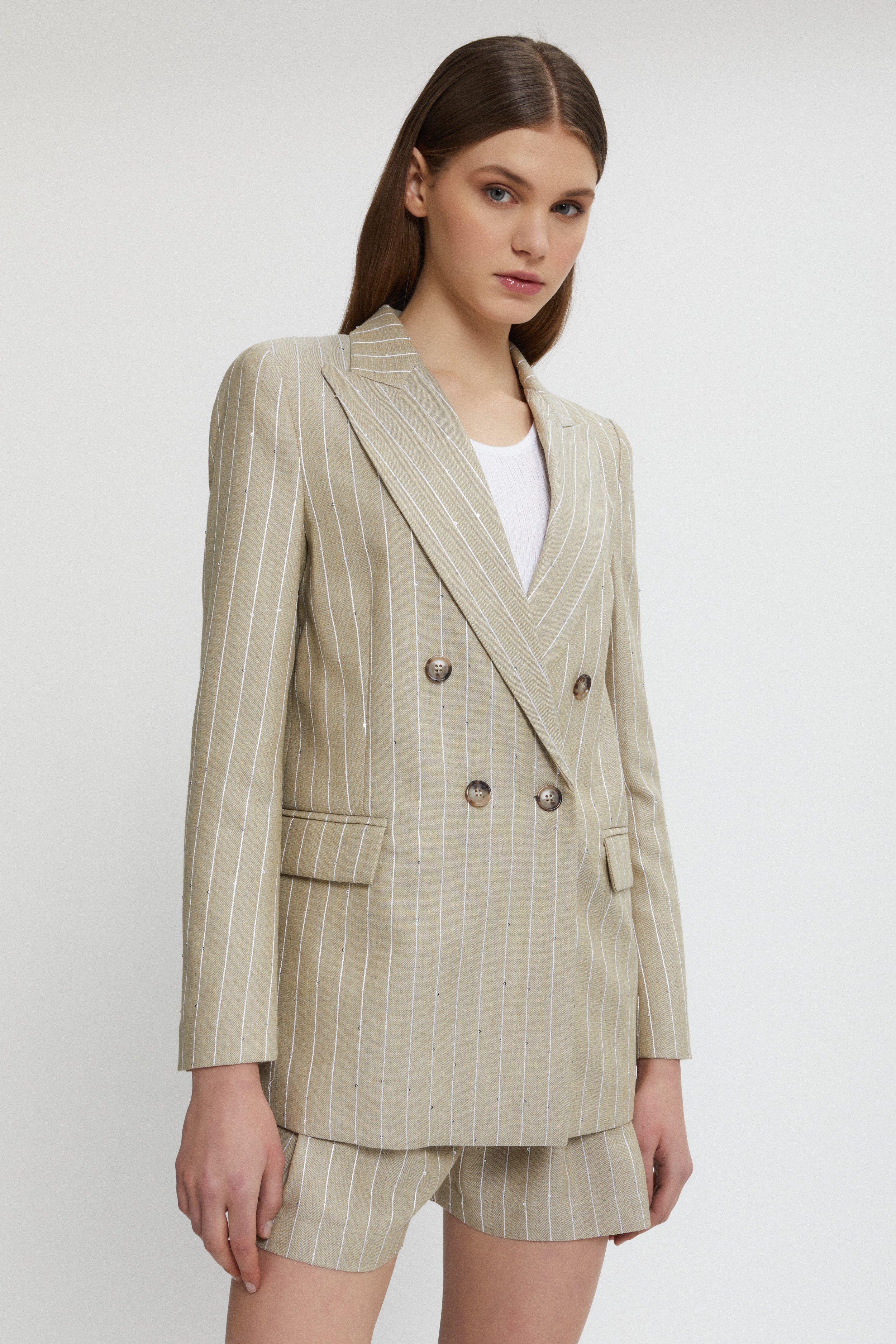 BLAZER DOPPIOPETTO GESSATO CON PAILLETTES