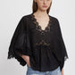 MUSLIN V-NECK BLOUSE WITH LACE