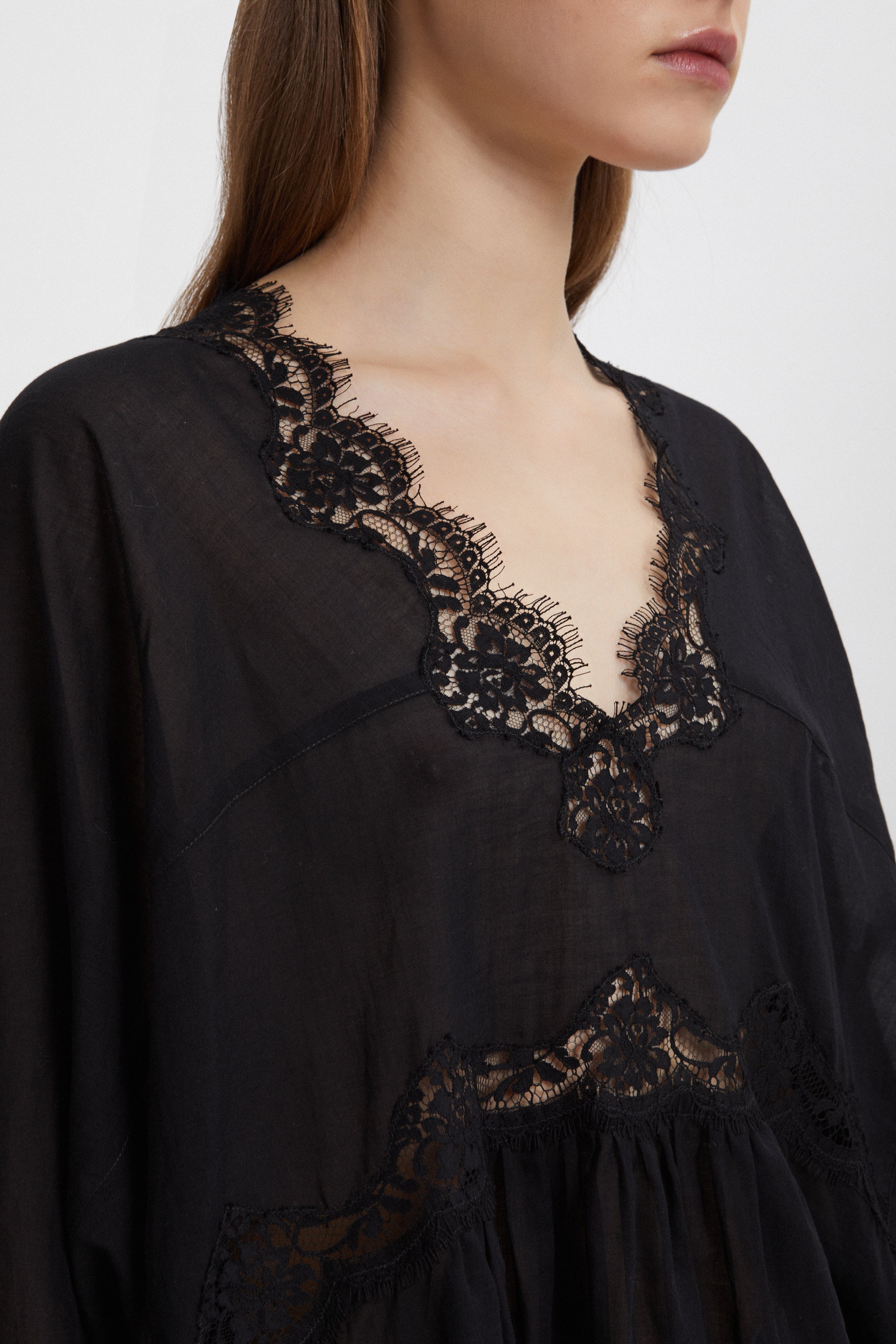 BLUSA IN MUSSOLA CON PIZZO