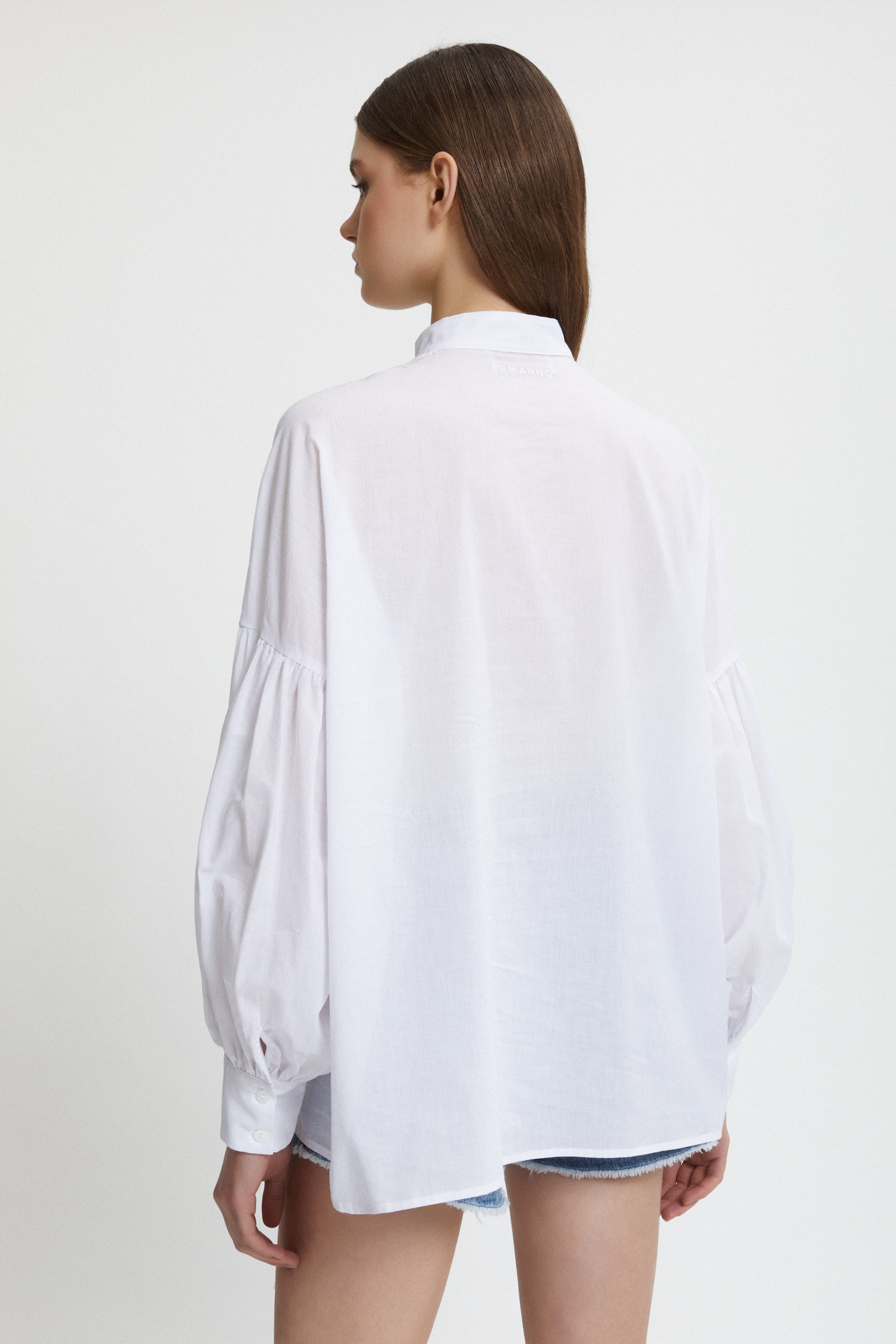 Image of EMBROIDERED KOREAN SHIRT WITH LACE INSERT