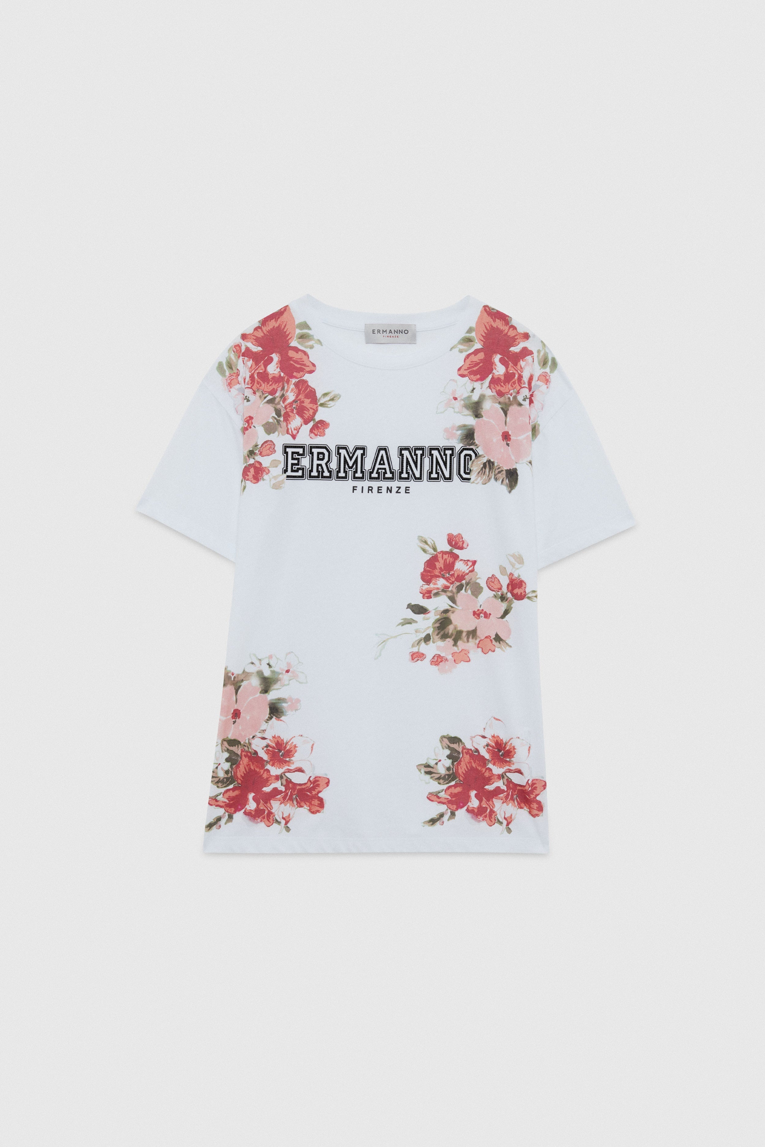 Image of PRINTED FLORAL T-SHIRT WITH LOGO