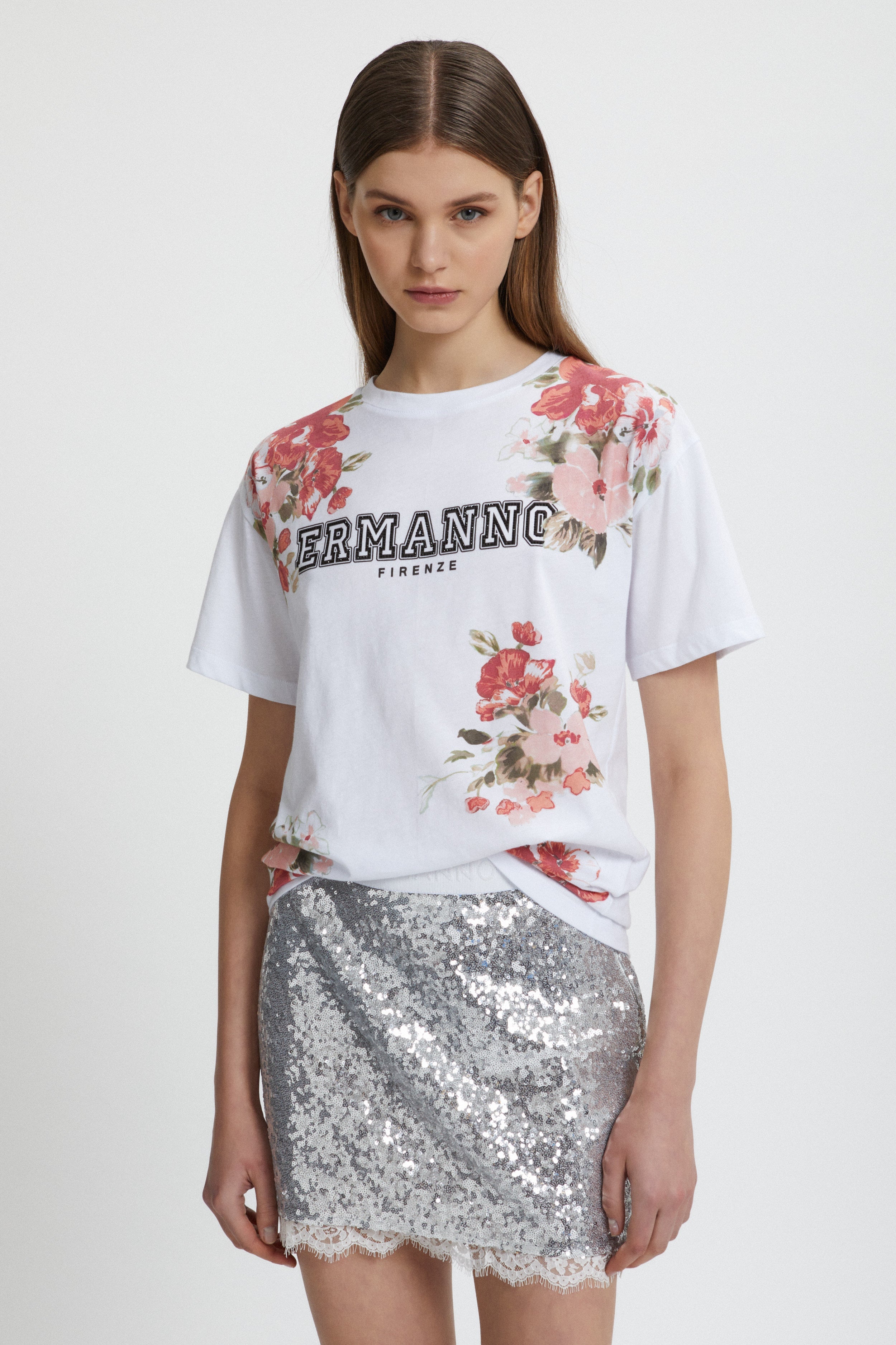 PRINTED FLORAL T-SHIRT WITH LOGO